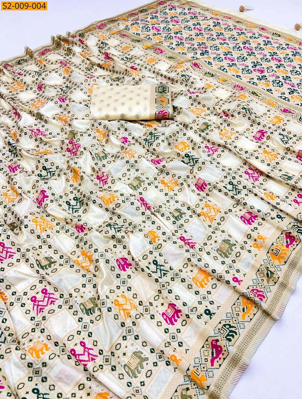 White Pure patola silk saree