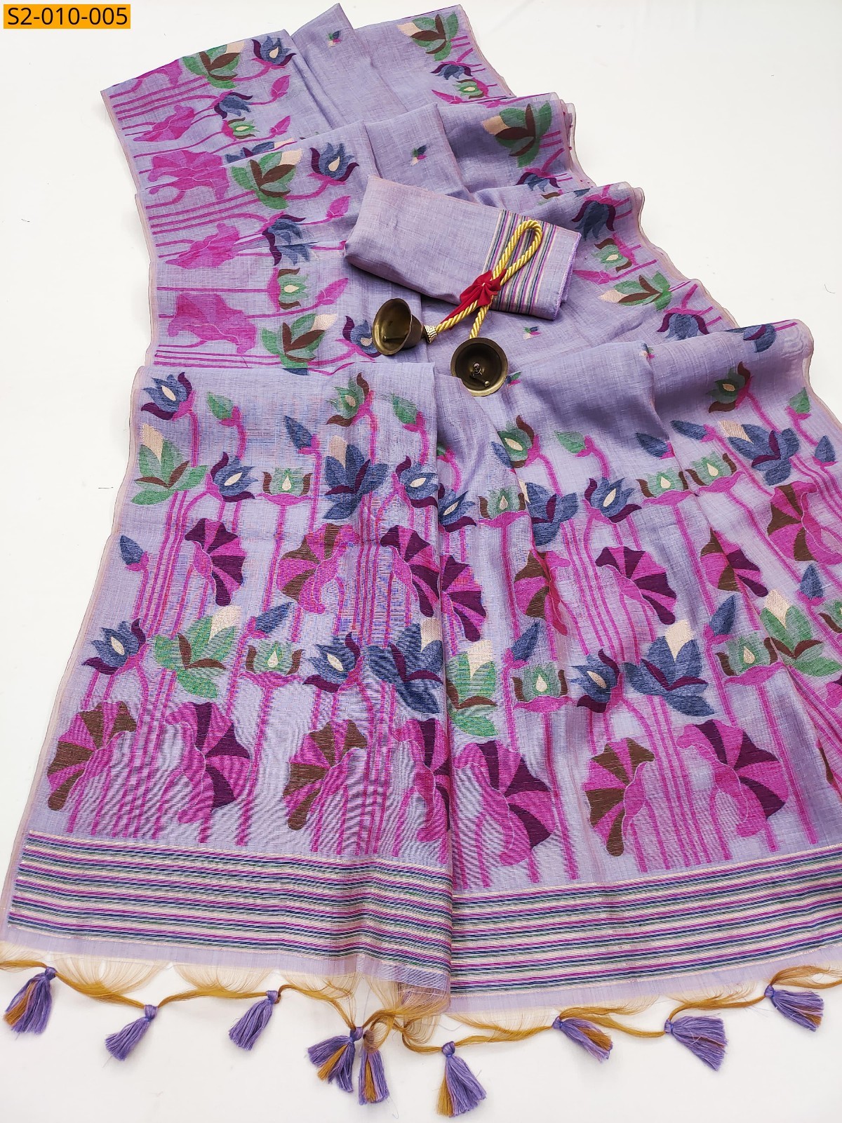 Violet Pure muga cotton sarees