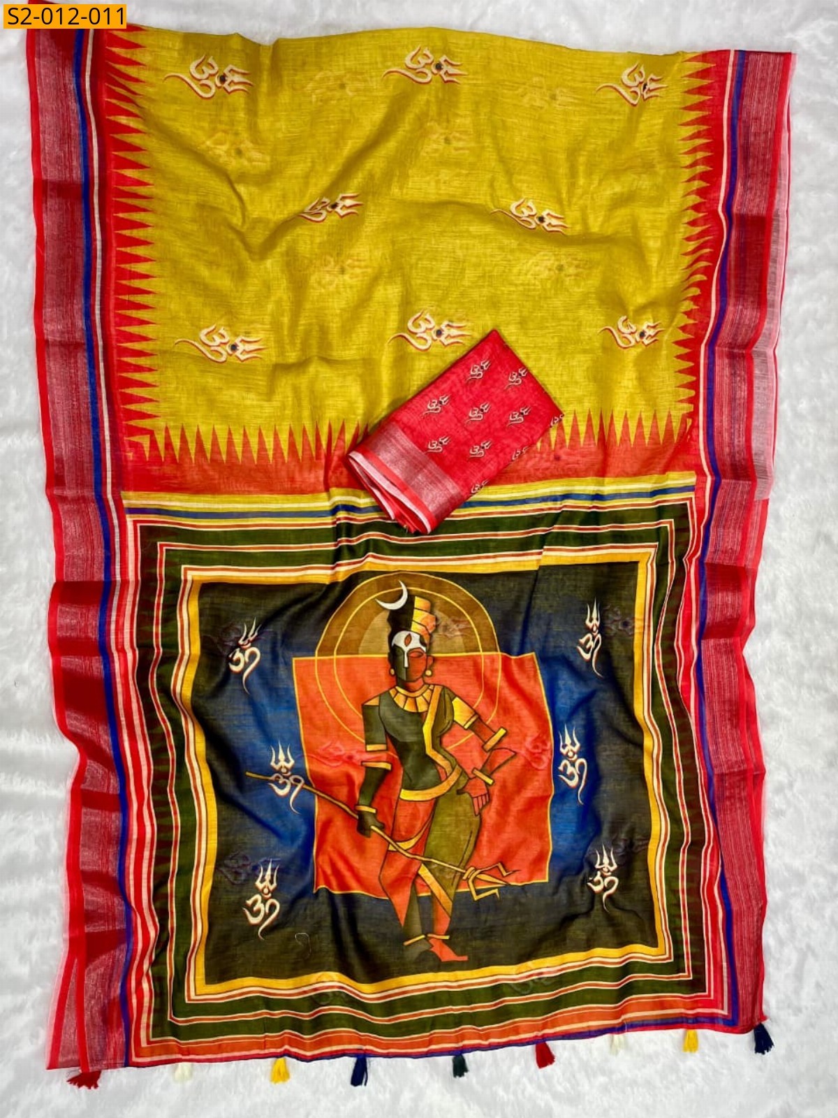 Mustard Soft linen cotton saree