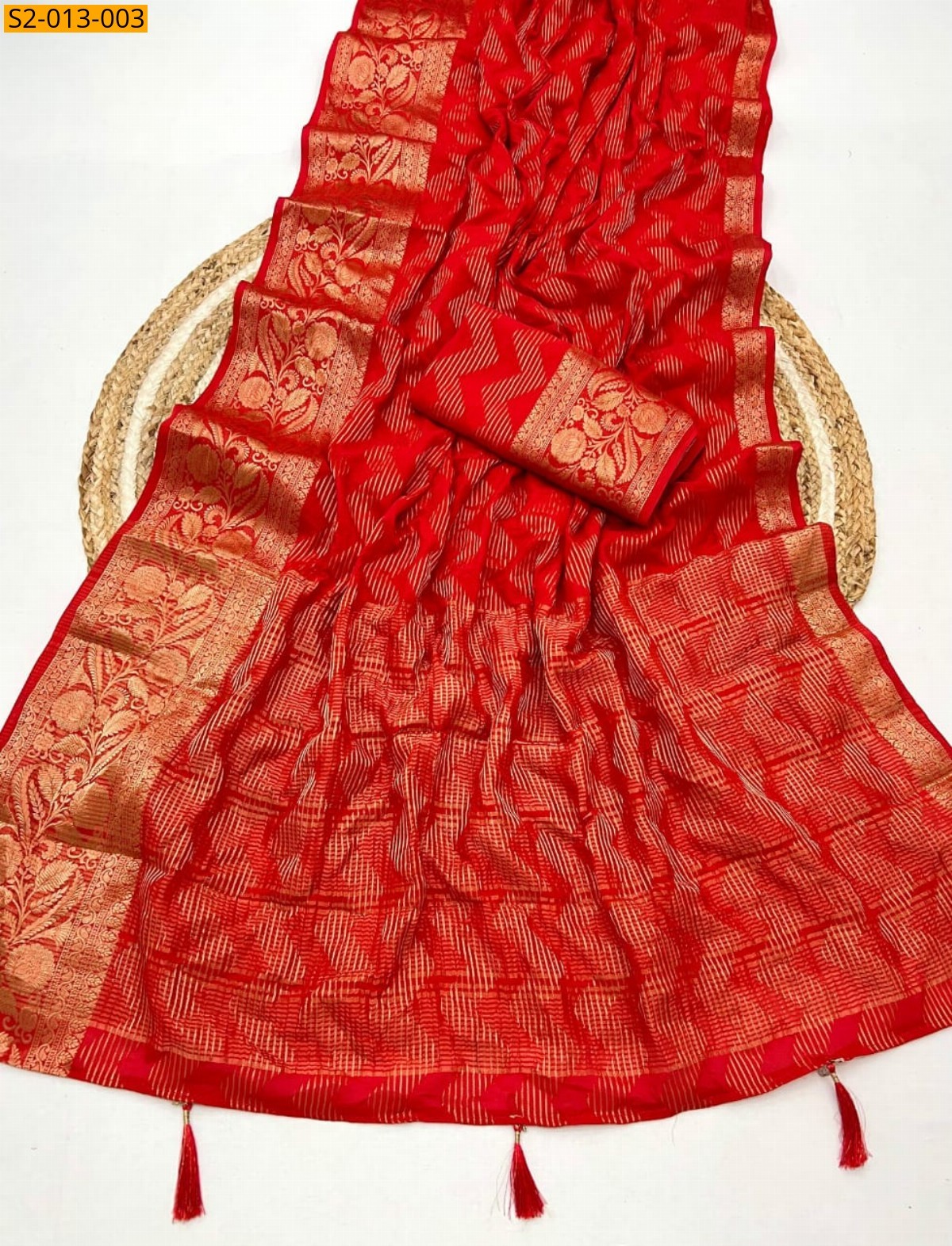 Orange Pure Viscose crape silk sarees