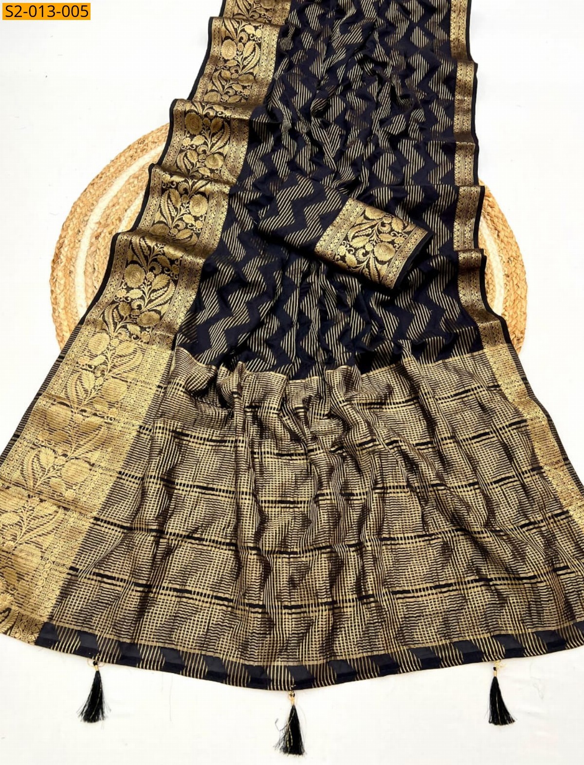 Black Pure Viscose crape silk sarees
