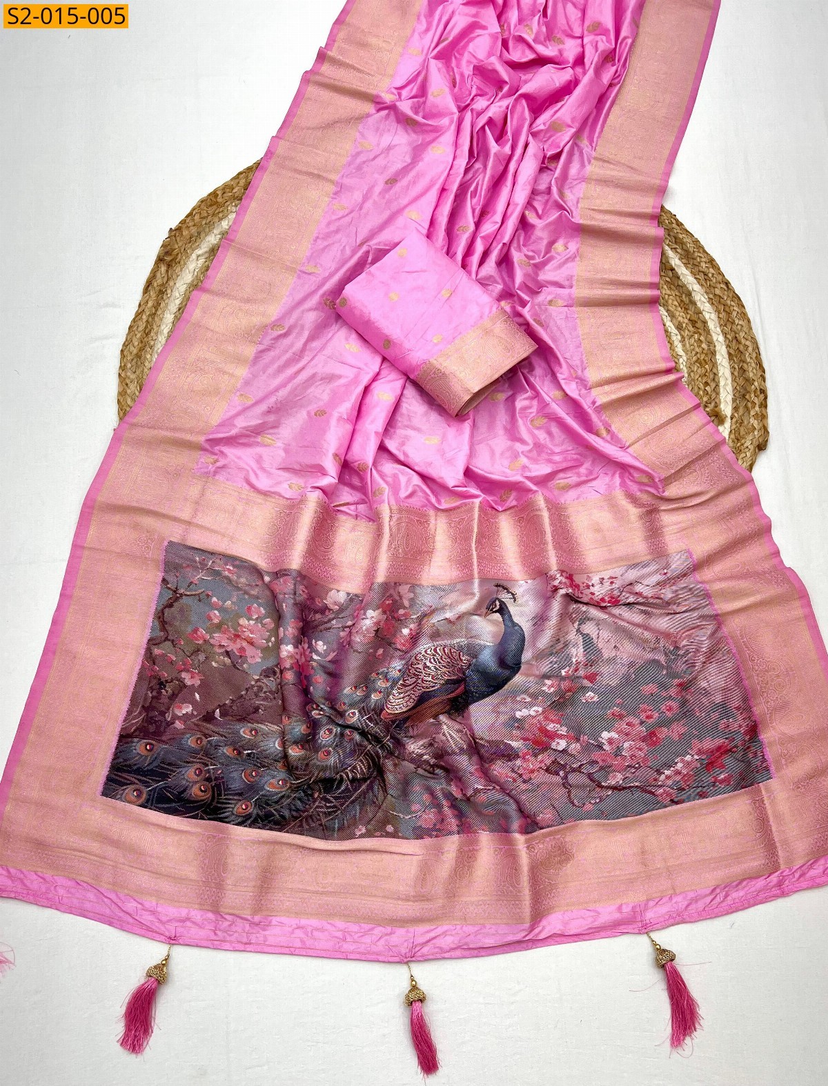 Pink Pure viscose silk sarees