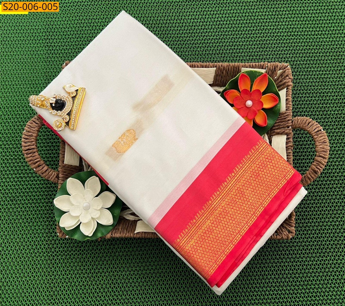White Silk Cotton Saree