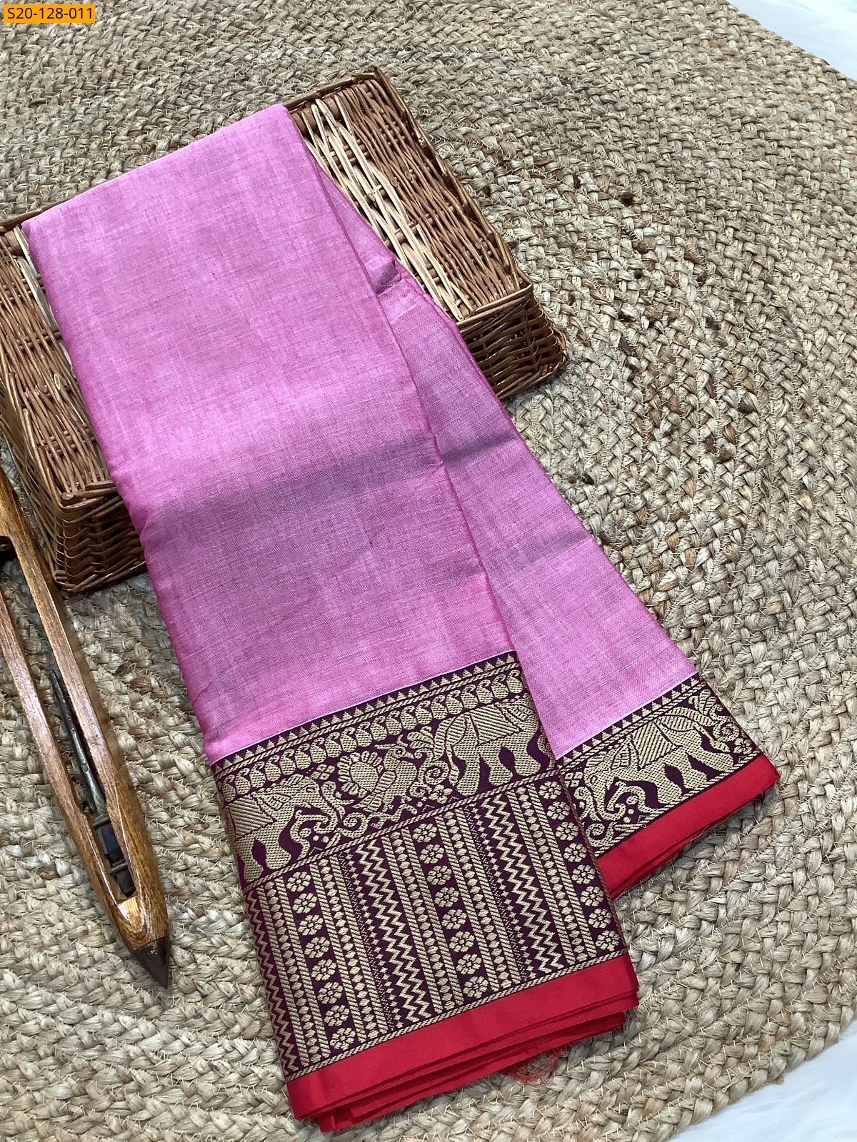 Narayanpet soft cotton sarees - Light Pink