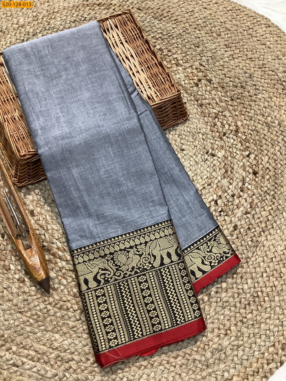 Gray Narayanpet soft cotton sarees