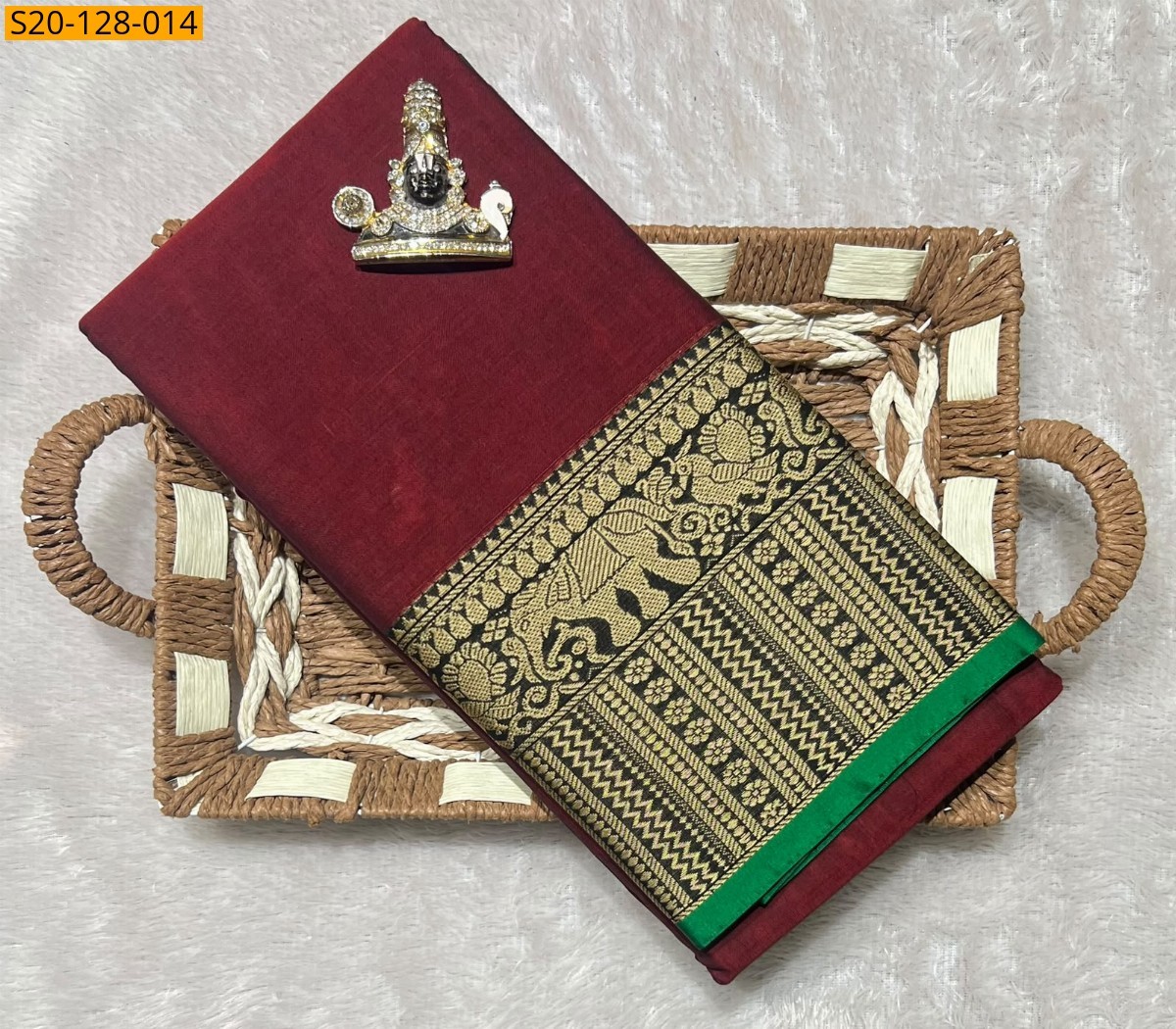 Maroon Traditional Narayanpet Saree