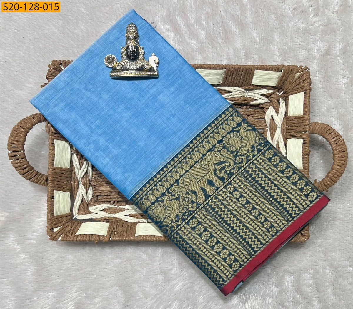 Light Blue Traditional Narayanpet Saree