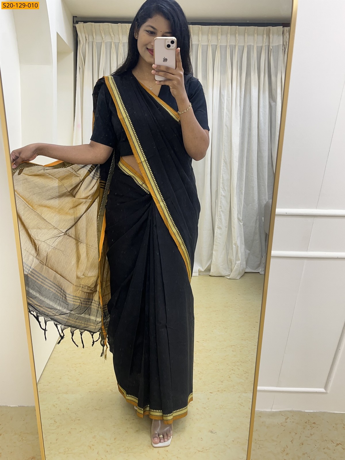 Black Narayanpet soft cotton sarees