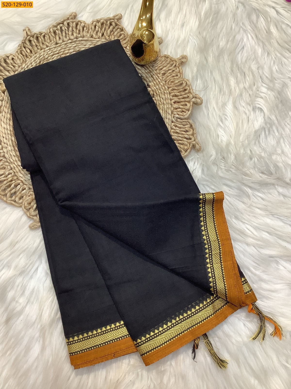 Black Narayanpet soft cotton sarees