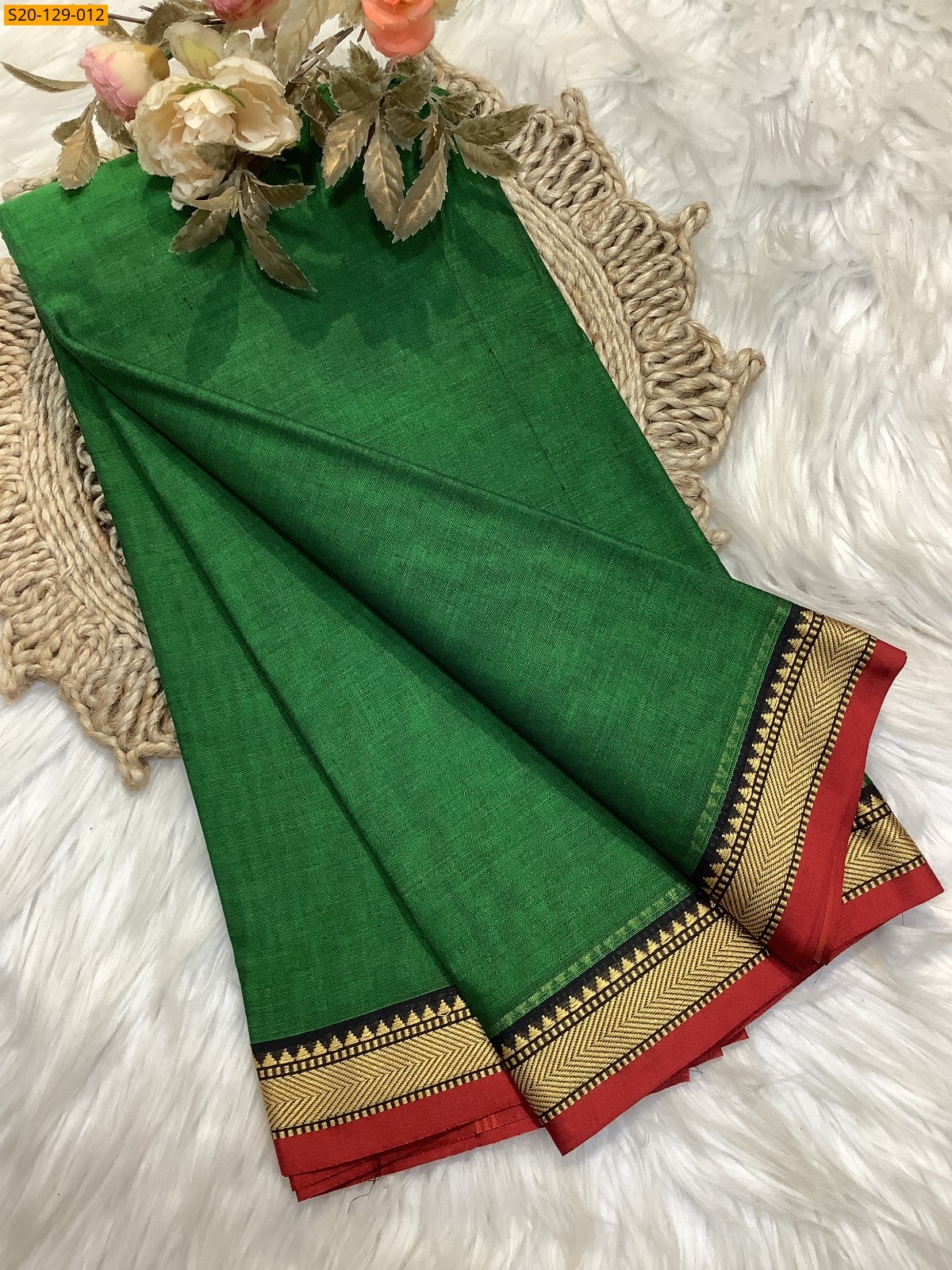 Green Narayanpet soft cotton sarees