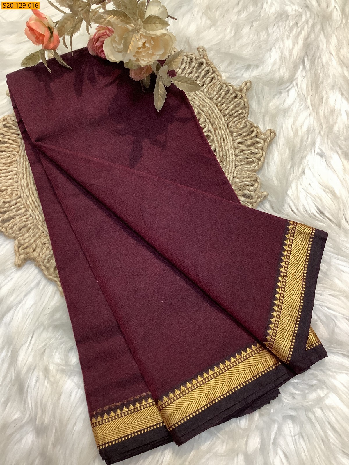 Maroon Narayanpet soft cotton sarees