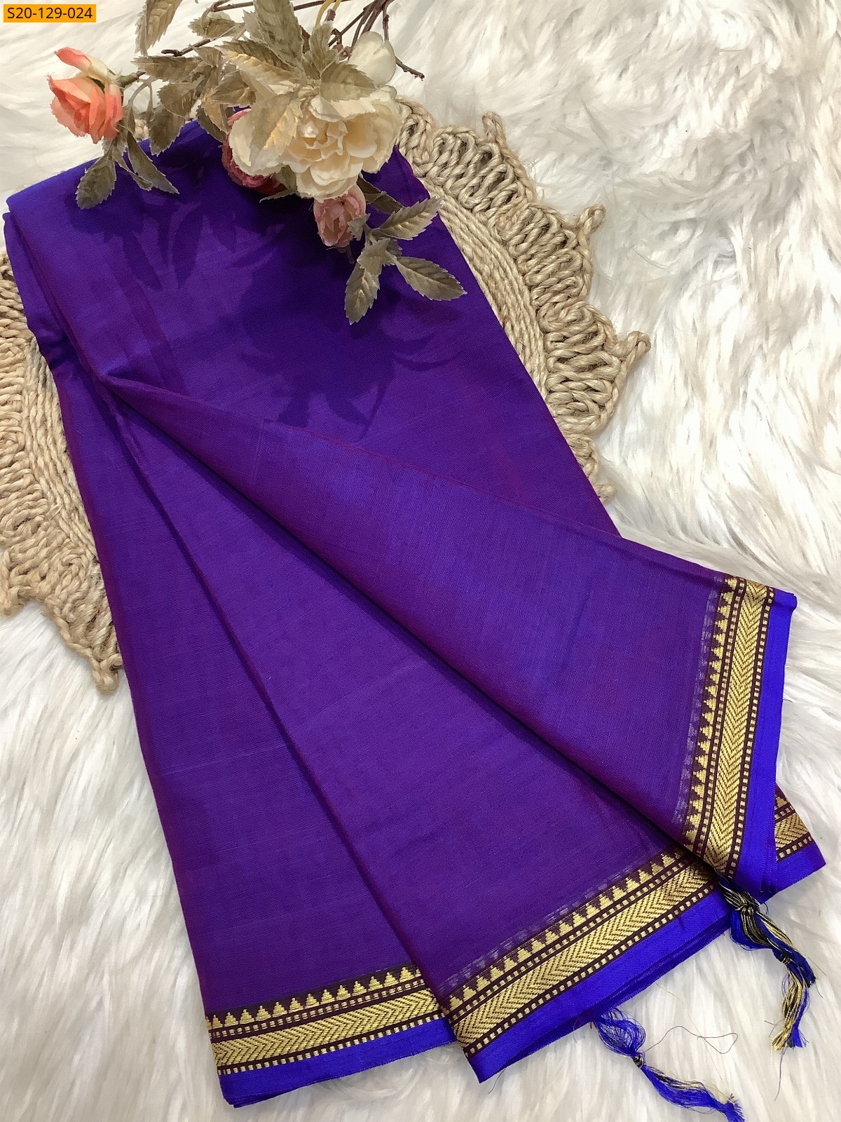 Purple Narayanpet soft cotton sarees