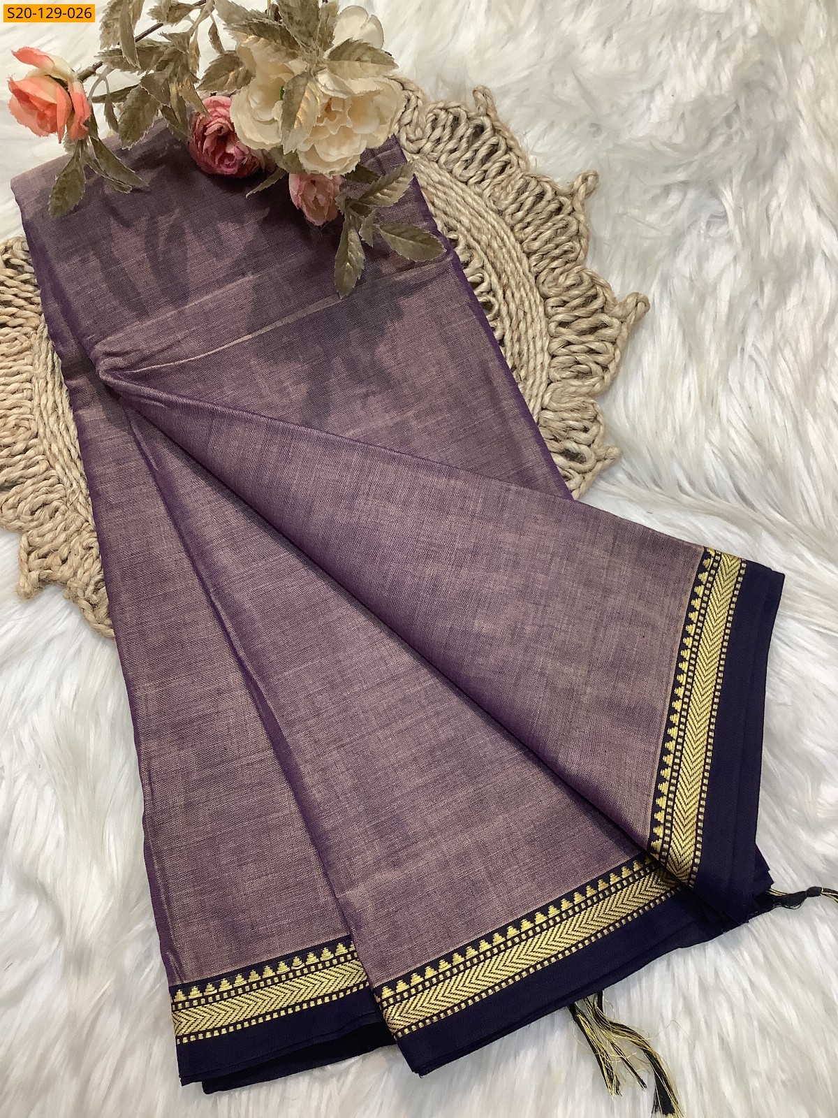 Lavendar Narayanpet soft cotton sarees