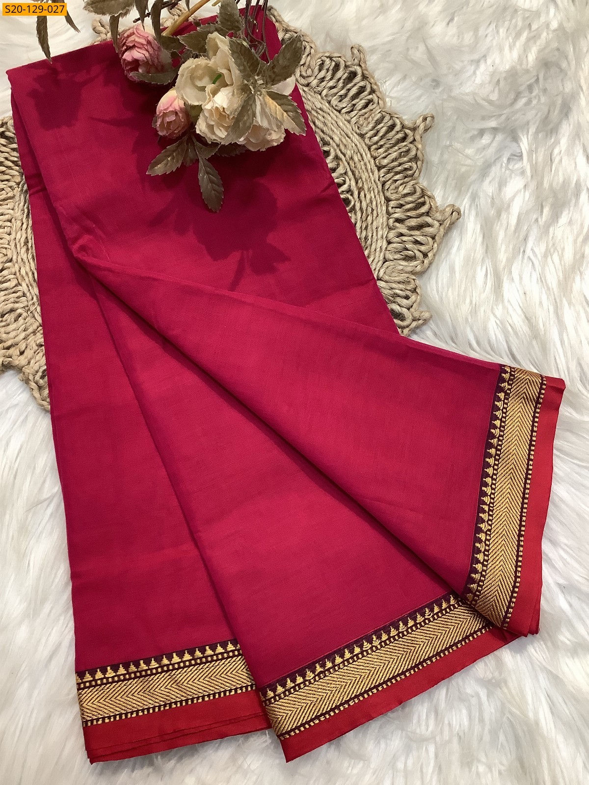 Pink Narayanpet soft cotton sarees