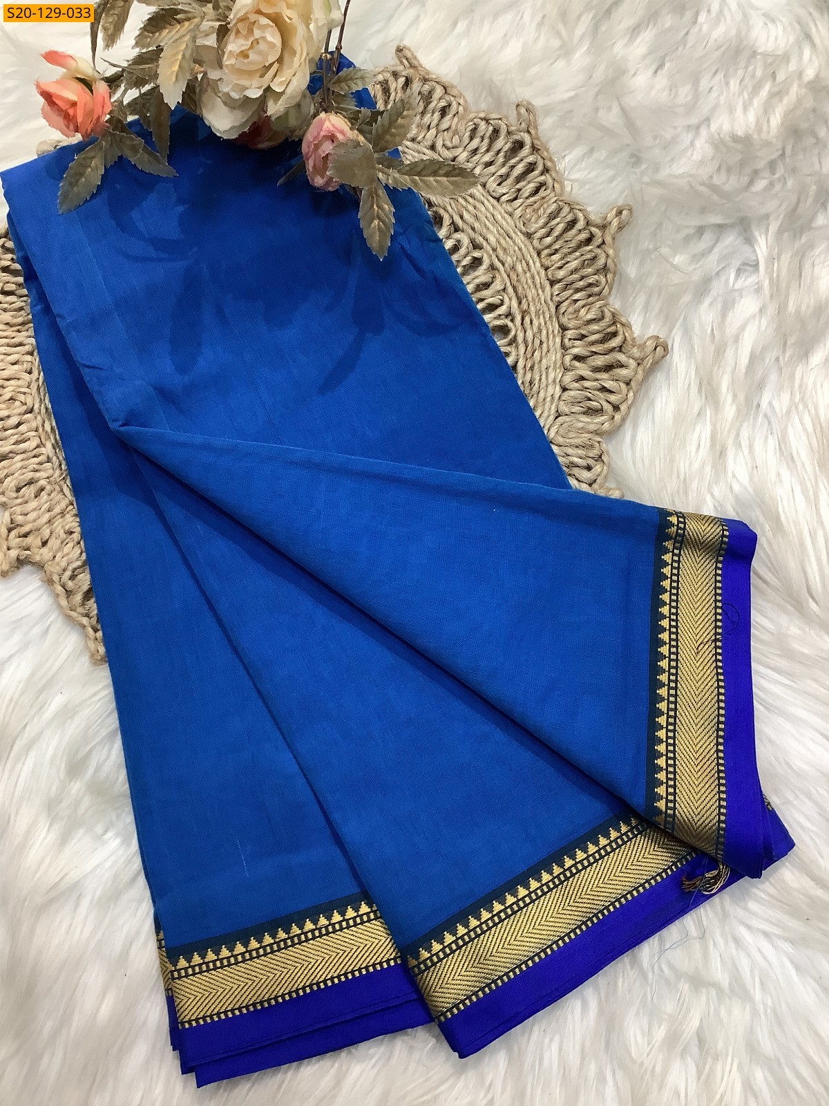 Sky Blue Narayanpet soft cotton sarees