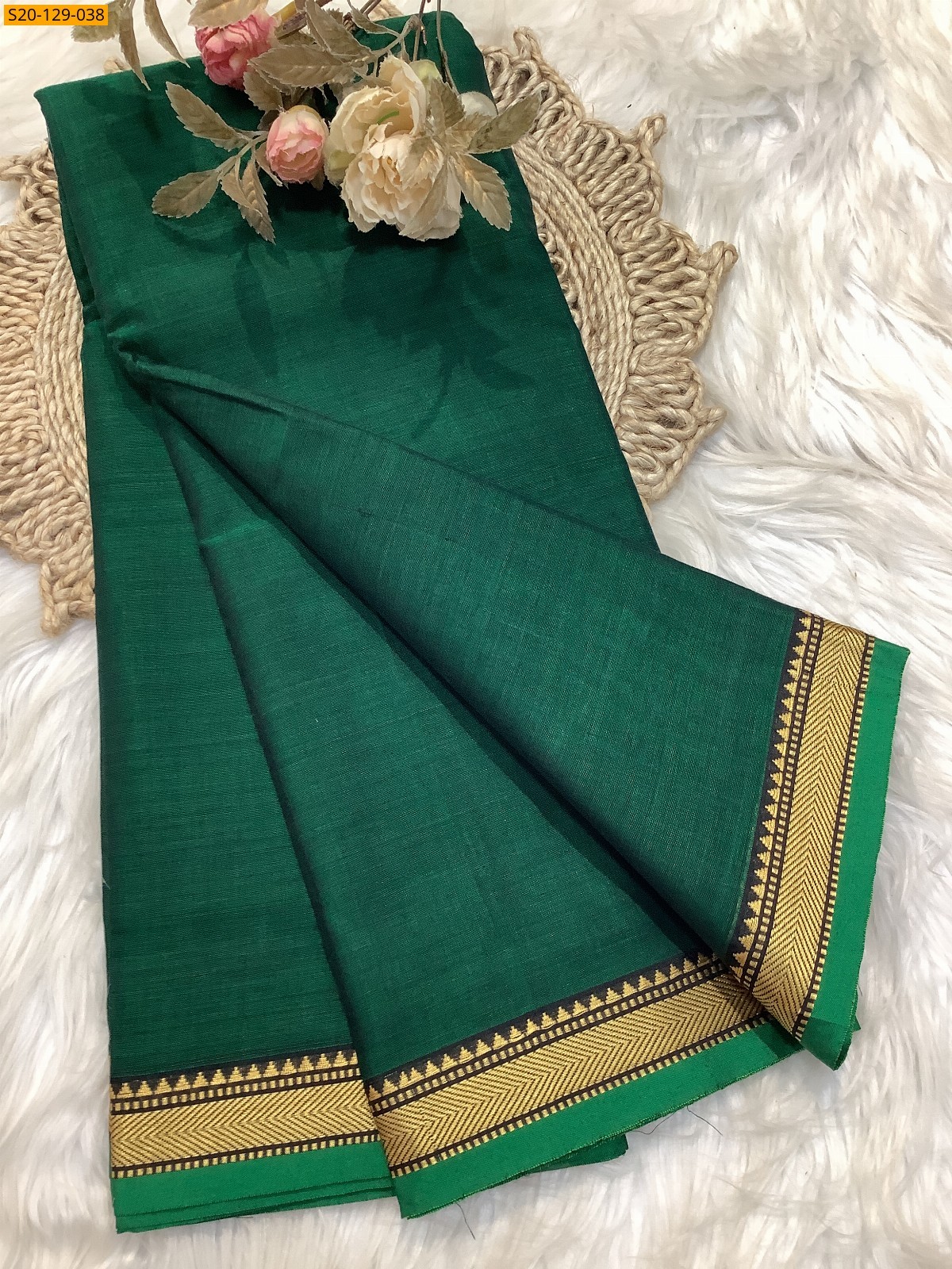 Green Narayanpet soft cotton sarees