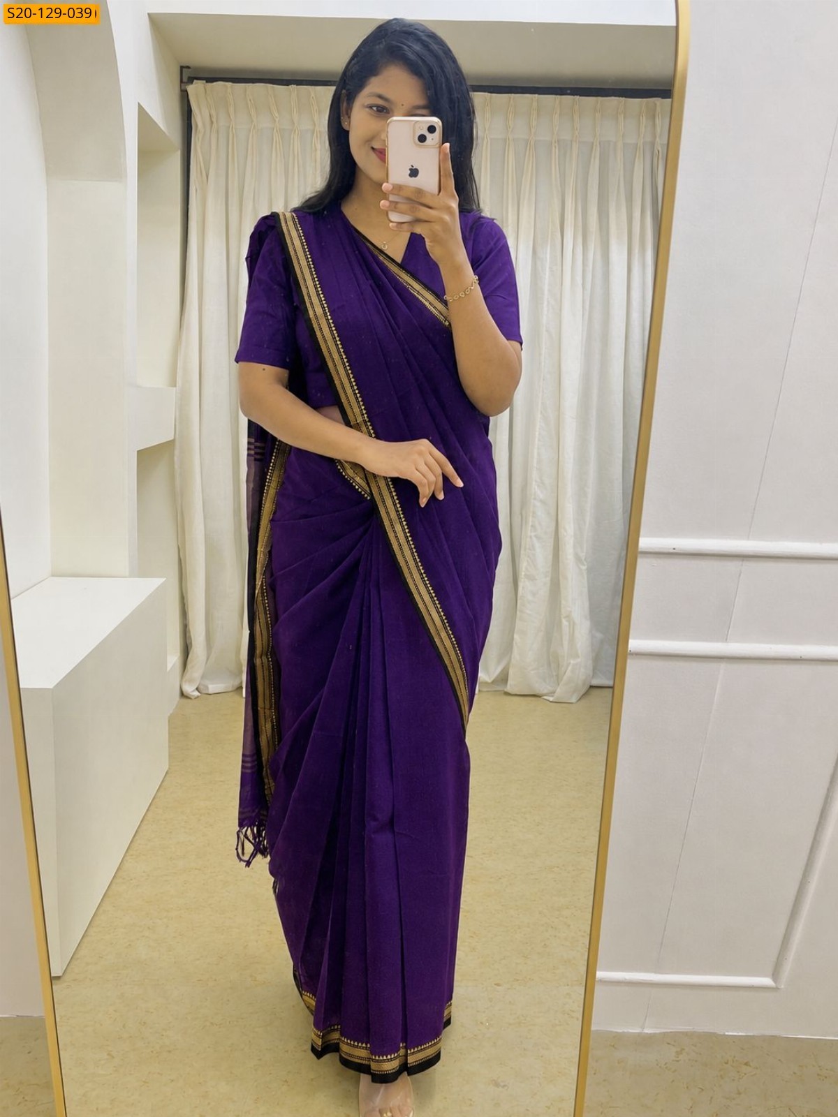 Purple Narayanpet soft cotton sarees