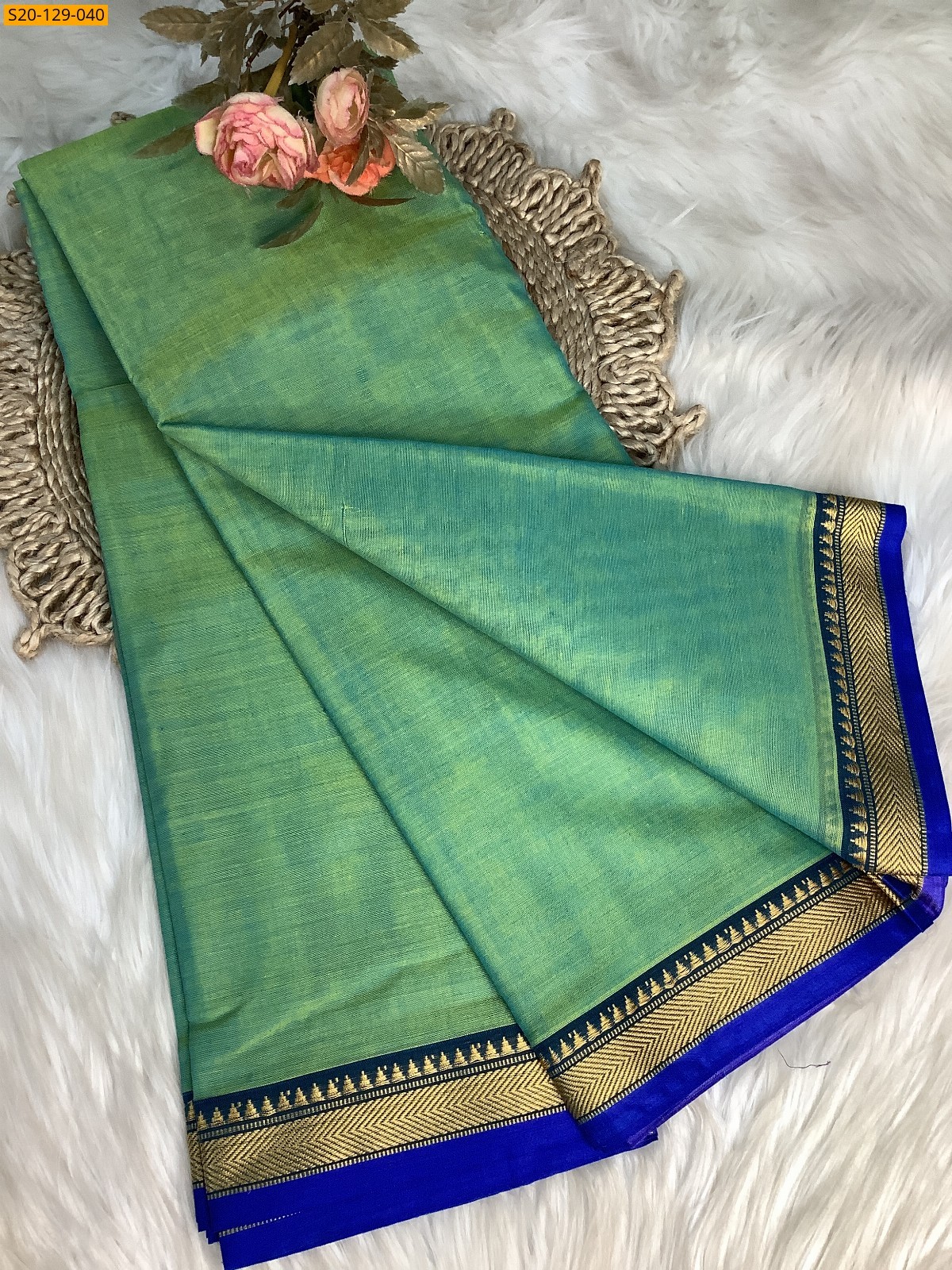Green Narayanpet soft cotton sarees