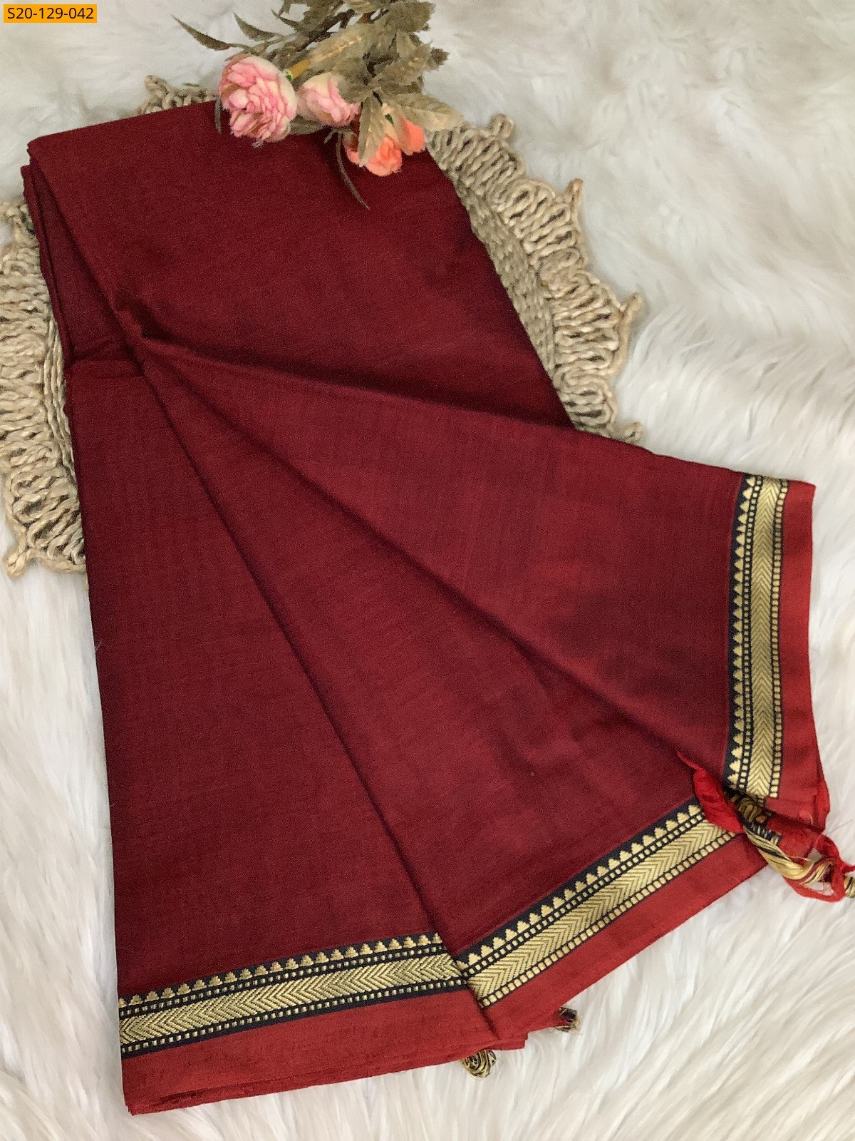 Maroon Narayanpet soft cotton sarees