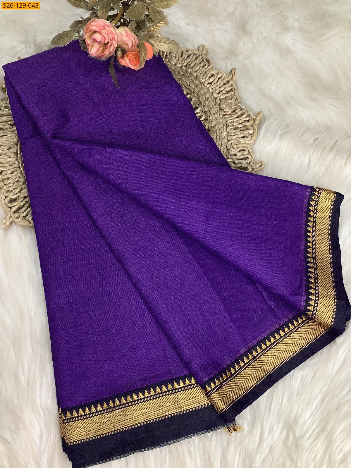 Purple Narayanpet soft cotton sarees