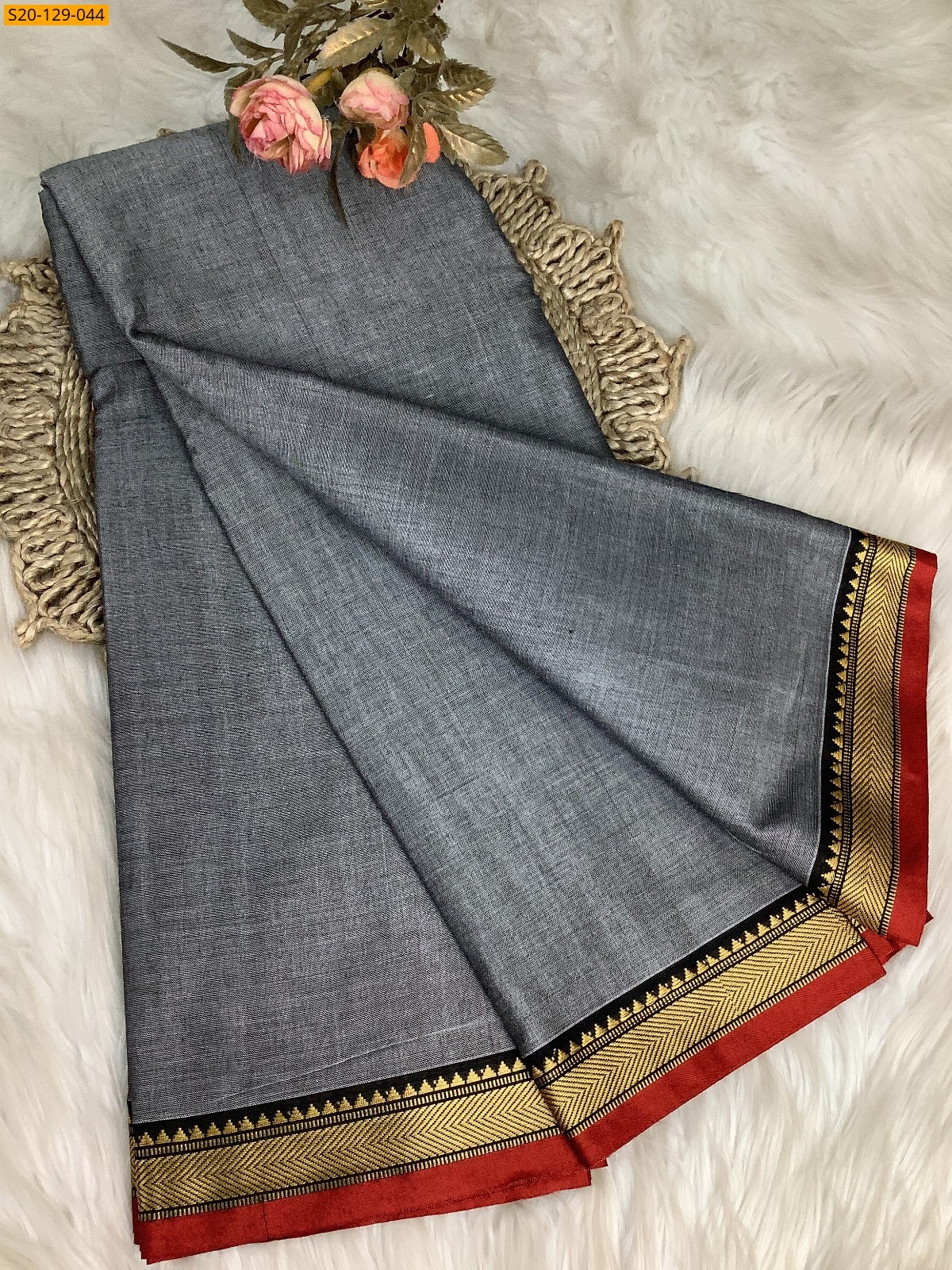 Grey Narayanpet soft cotton sarees