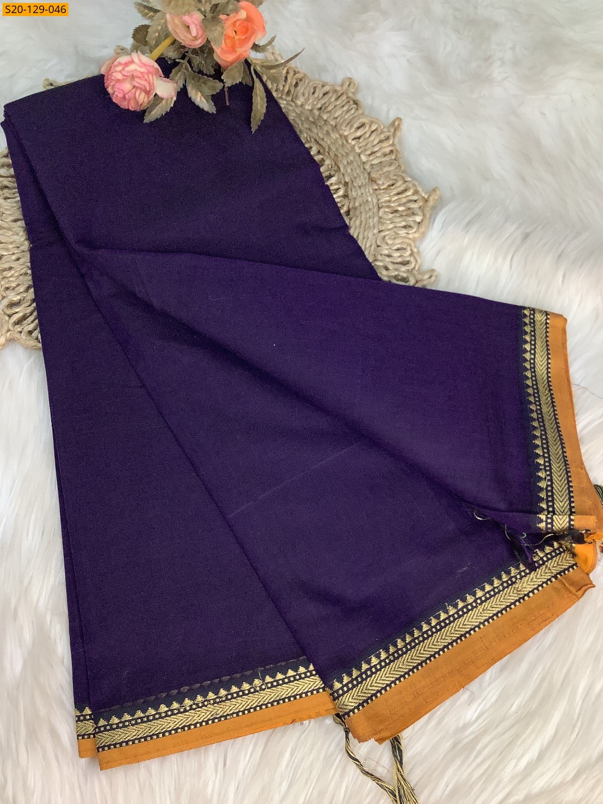 Purple Narayanpet soft cotton sarees