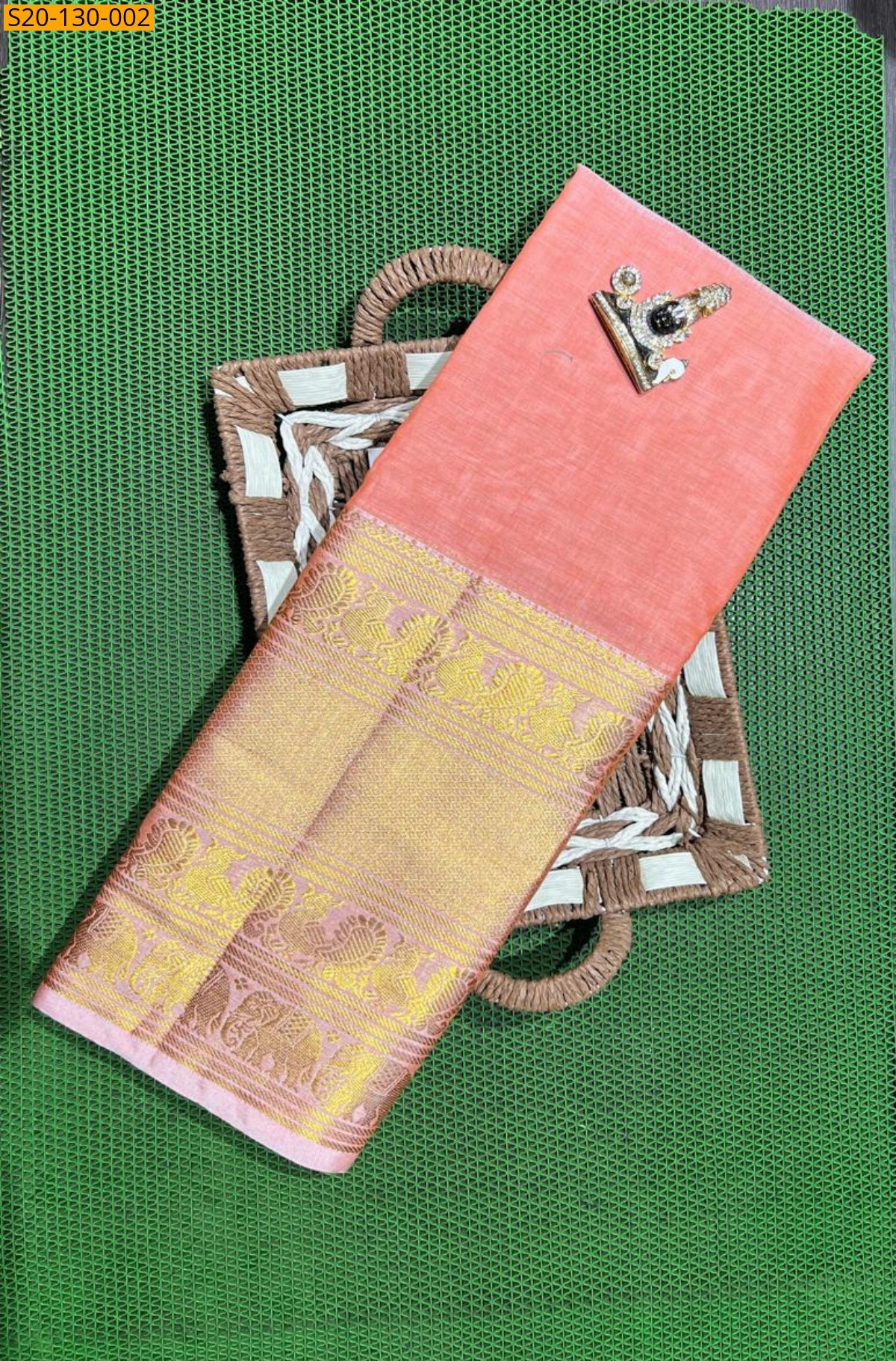 Pink Soft Narayanpet big mayuri border Sarees
