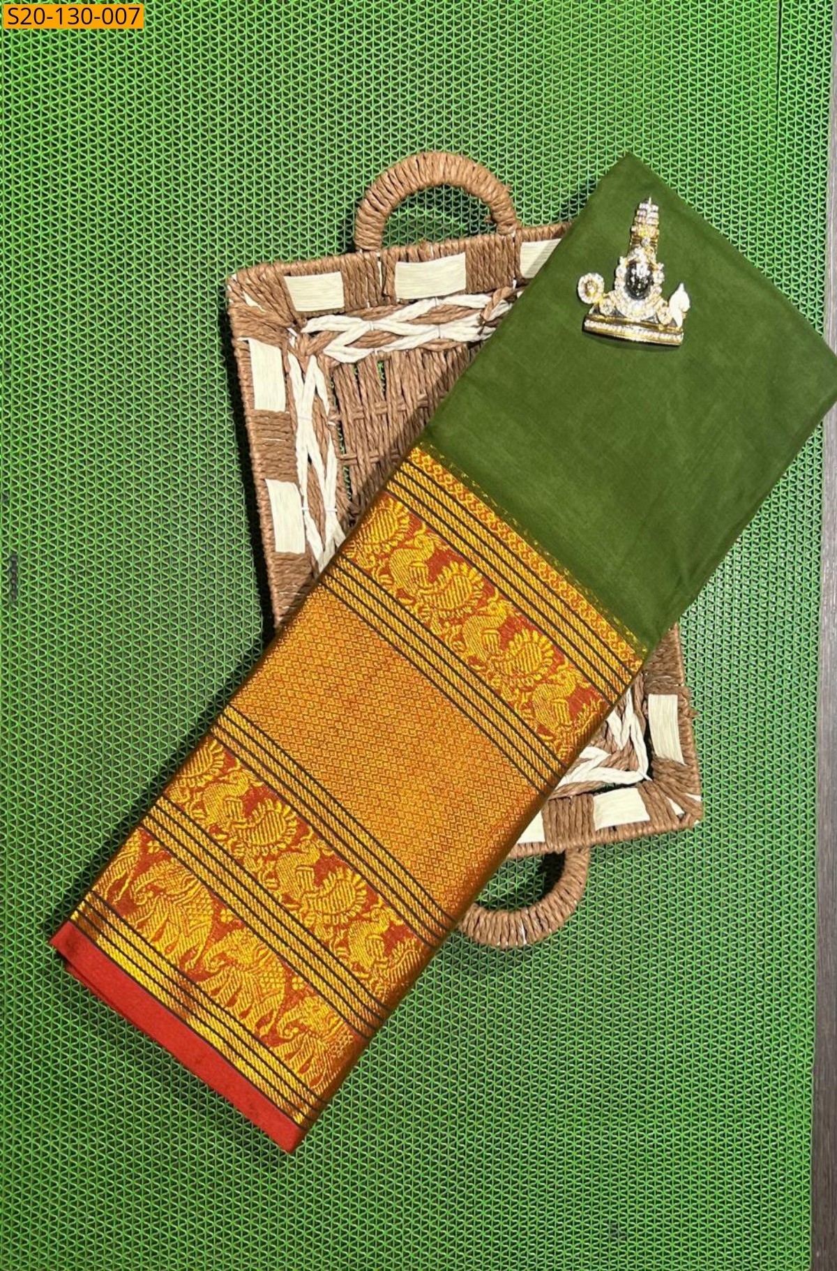 Green Soft Narayanpet big mayuri border Sarees