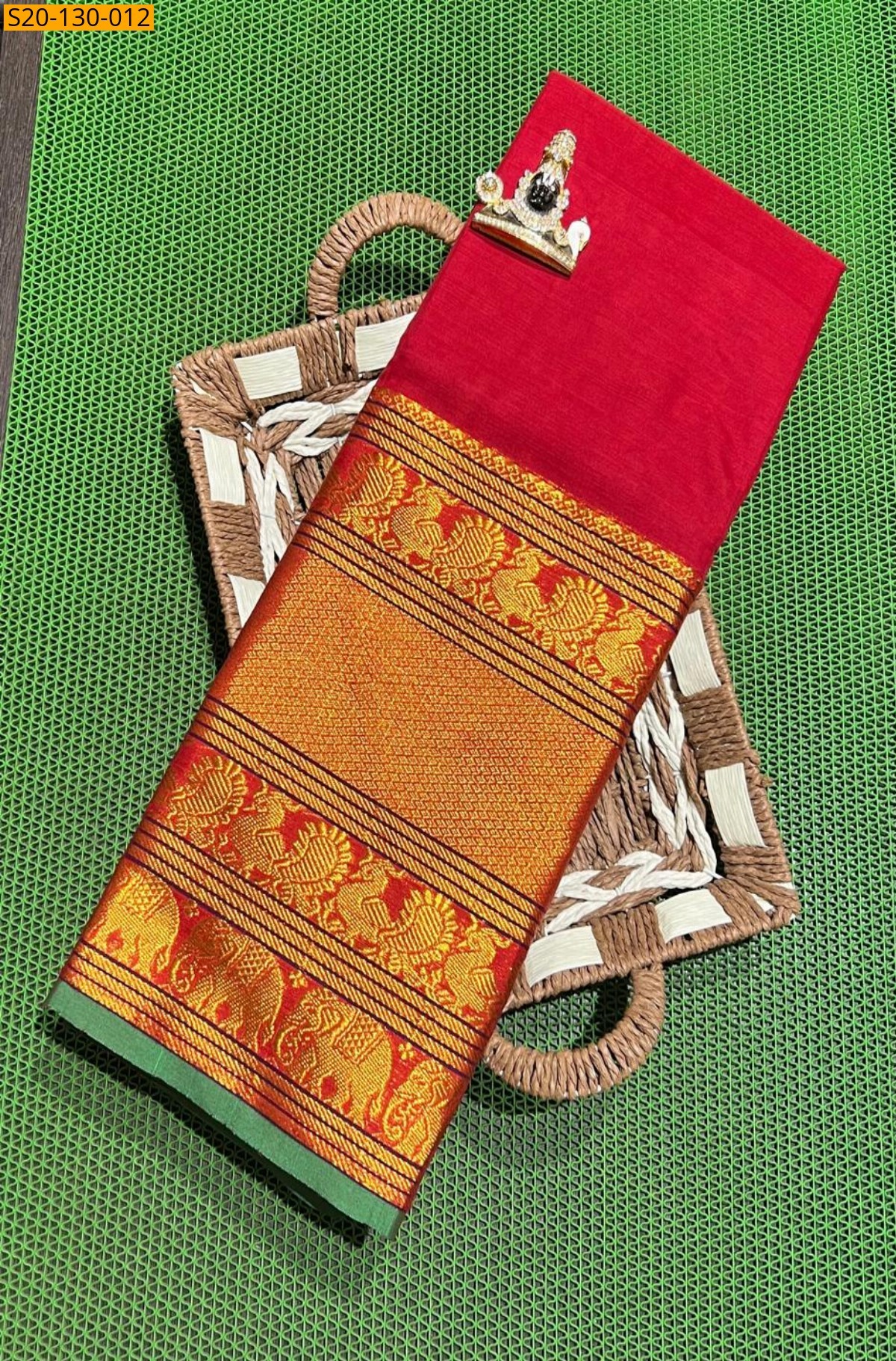 Red Soft Narayanpet big mayuri border Sarees