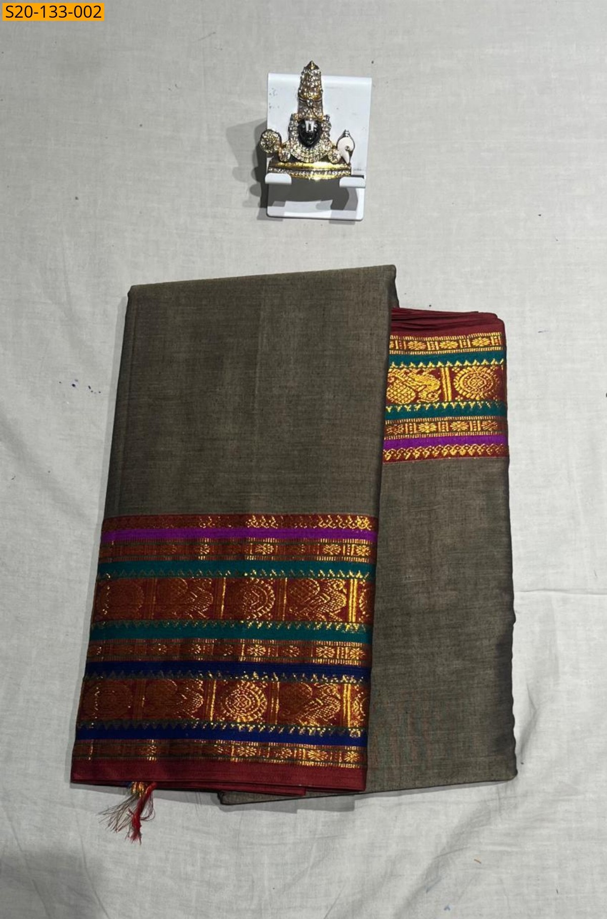 Gray Narayanpet soft Cotton Saree