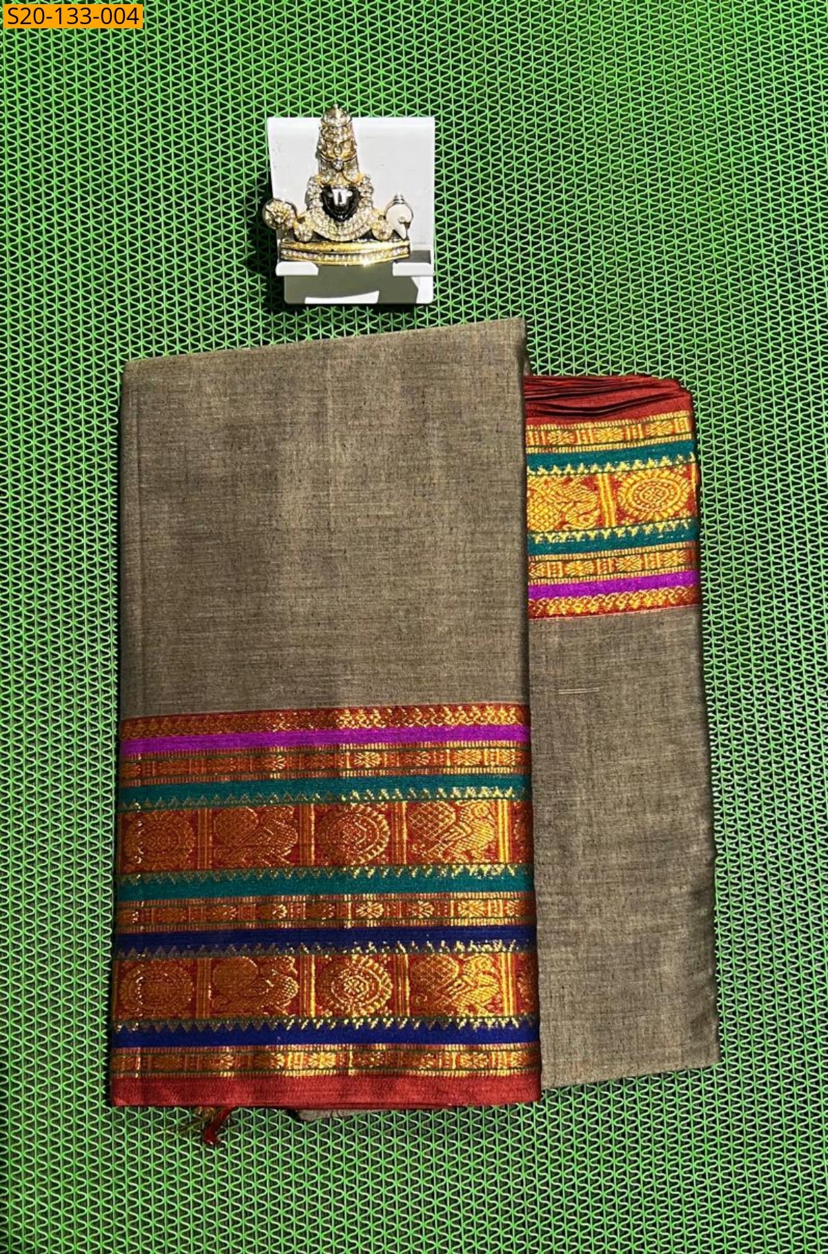 Brown Narayanpet soft Cotton Saree