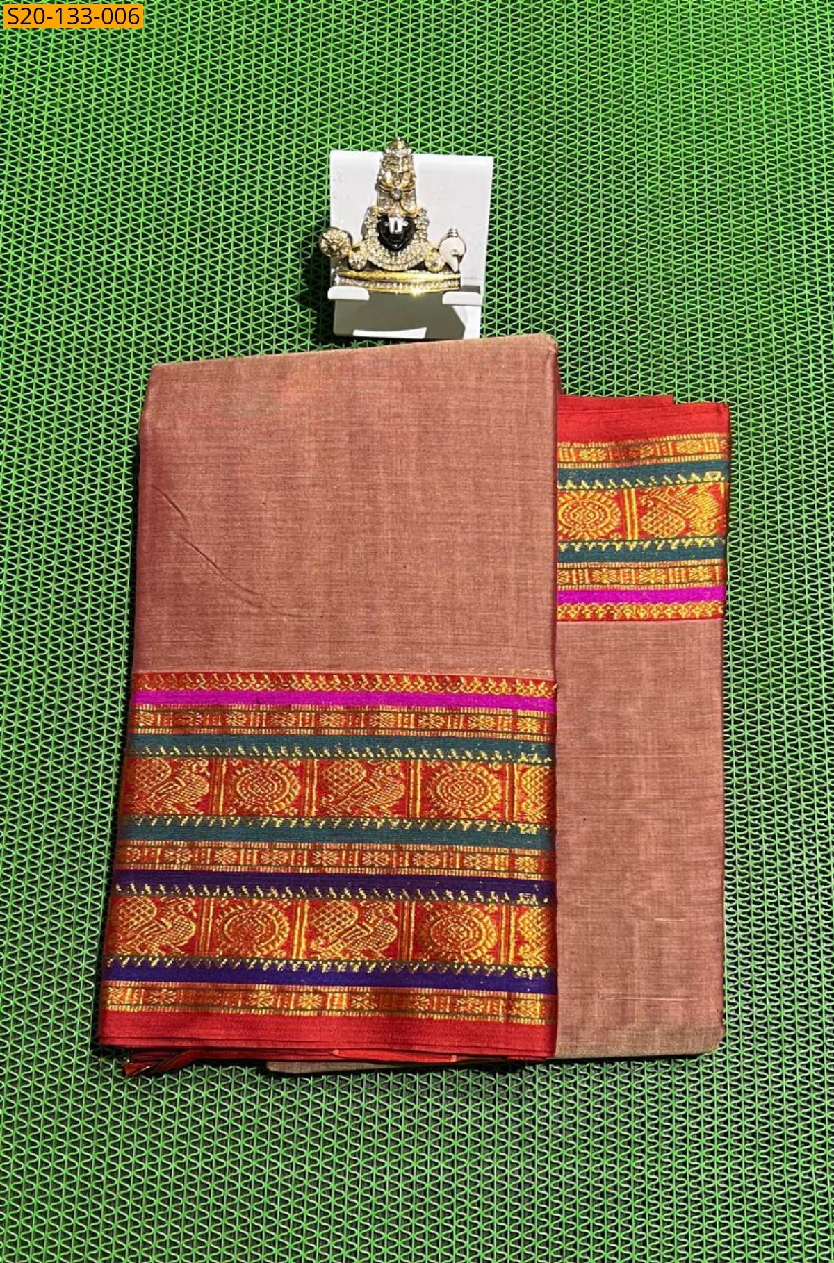 Light Orange Narayanpet soft Cotton Saree