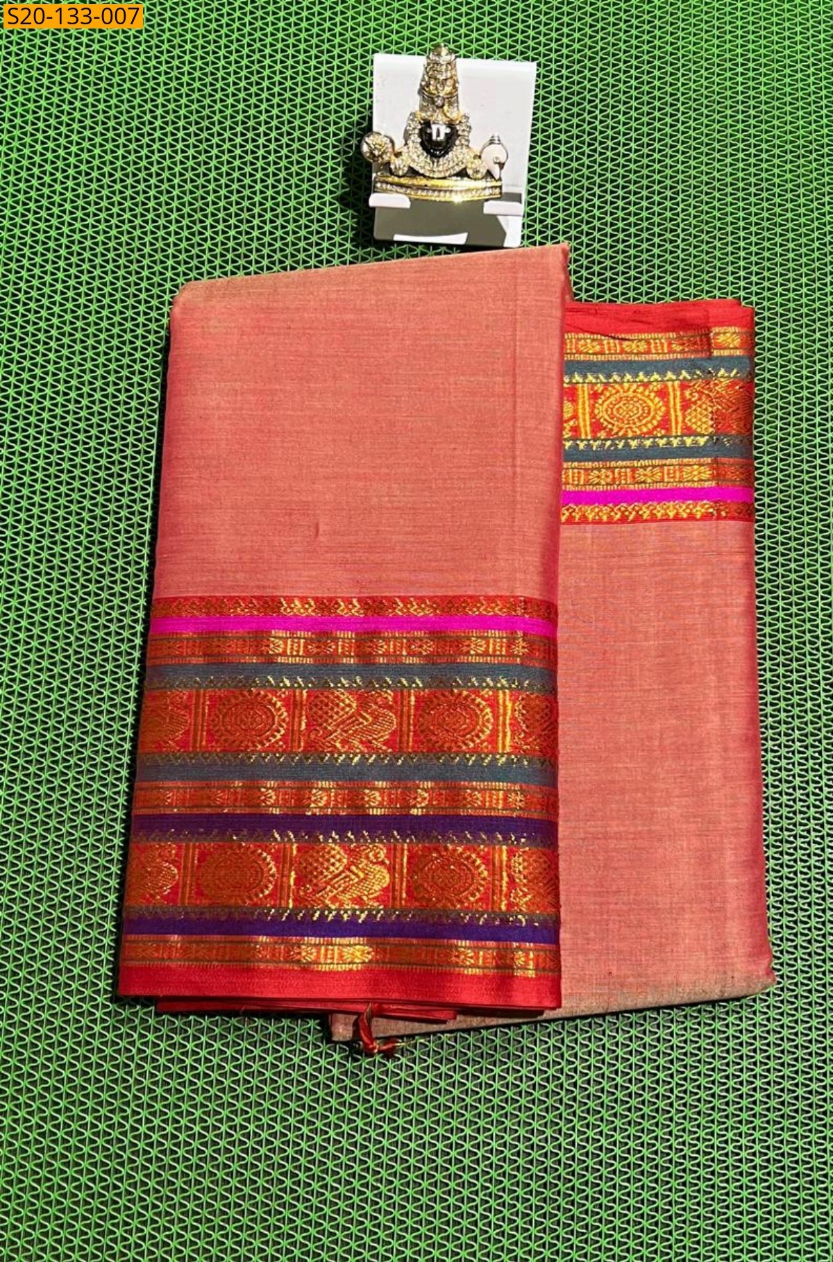 Orange Narayanpet soft Cotton Saree