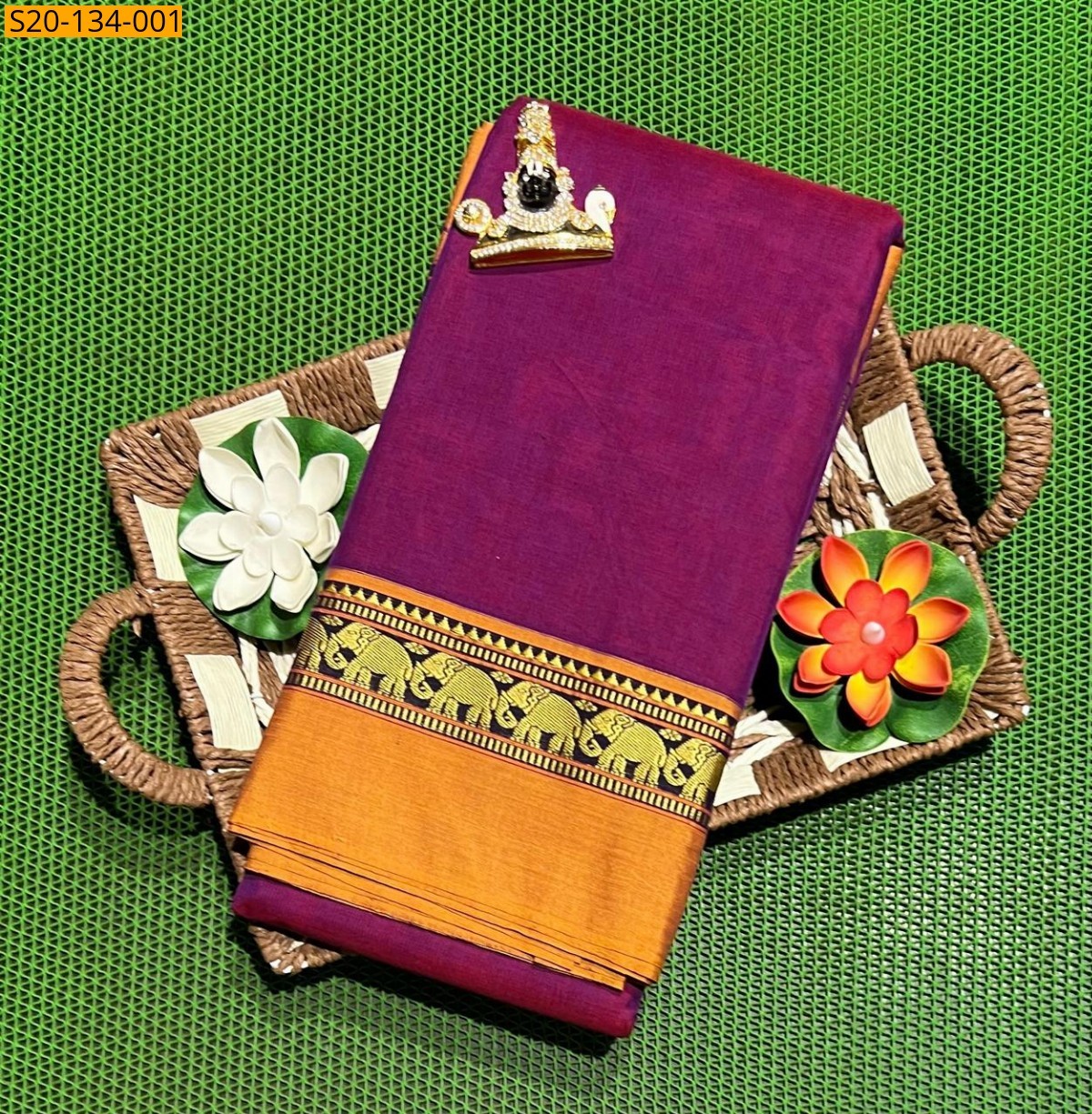 Magenta Narayanpet soft cotton saree 