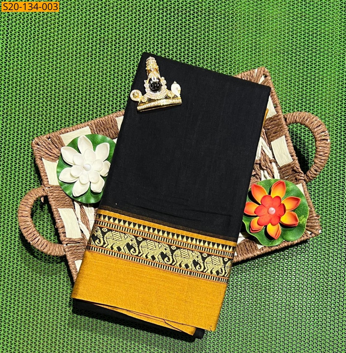 Black Narayanpet soft cotton saree 