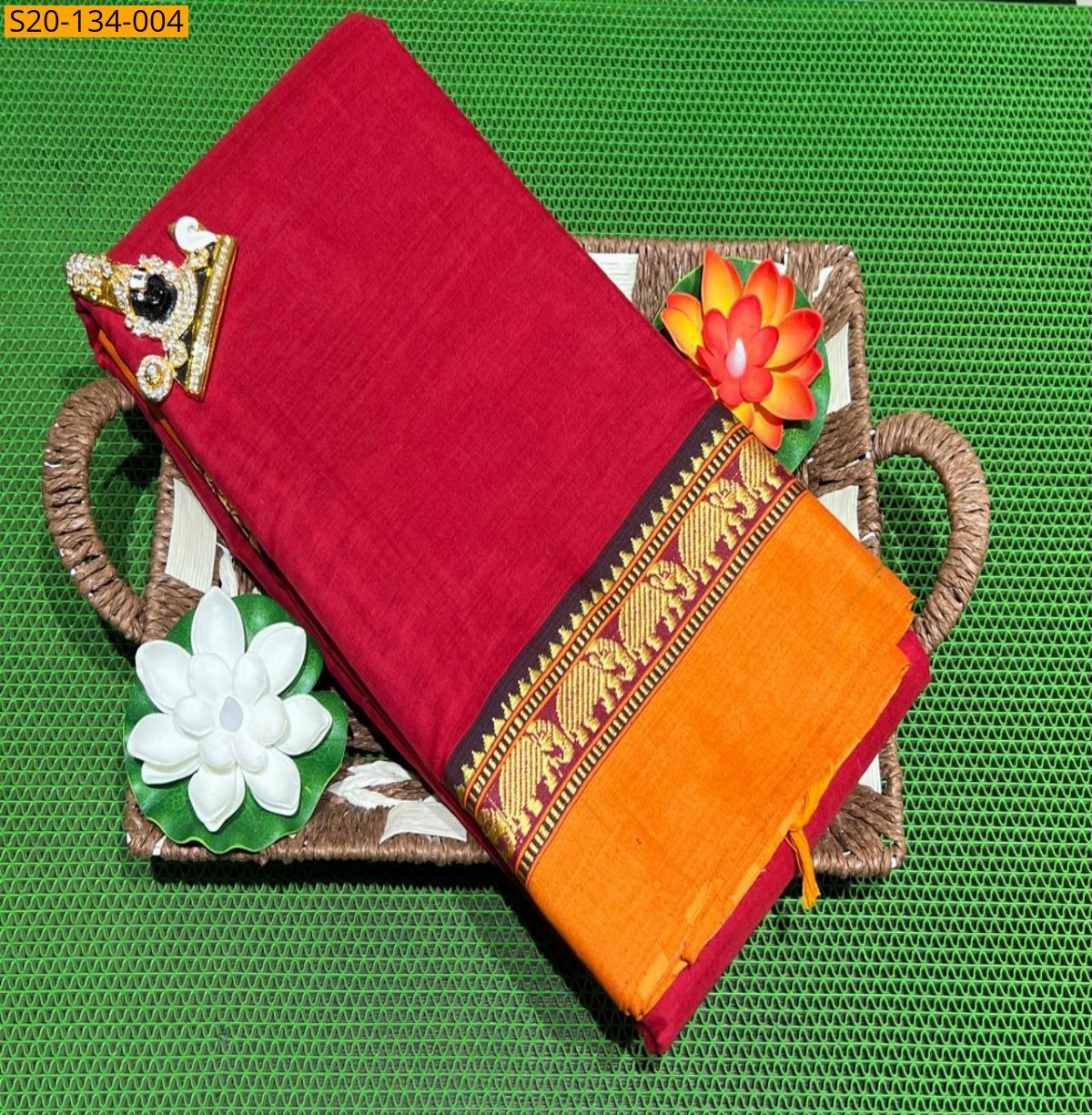 Red Narayanpet soft cotton saree 