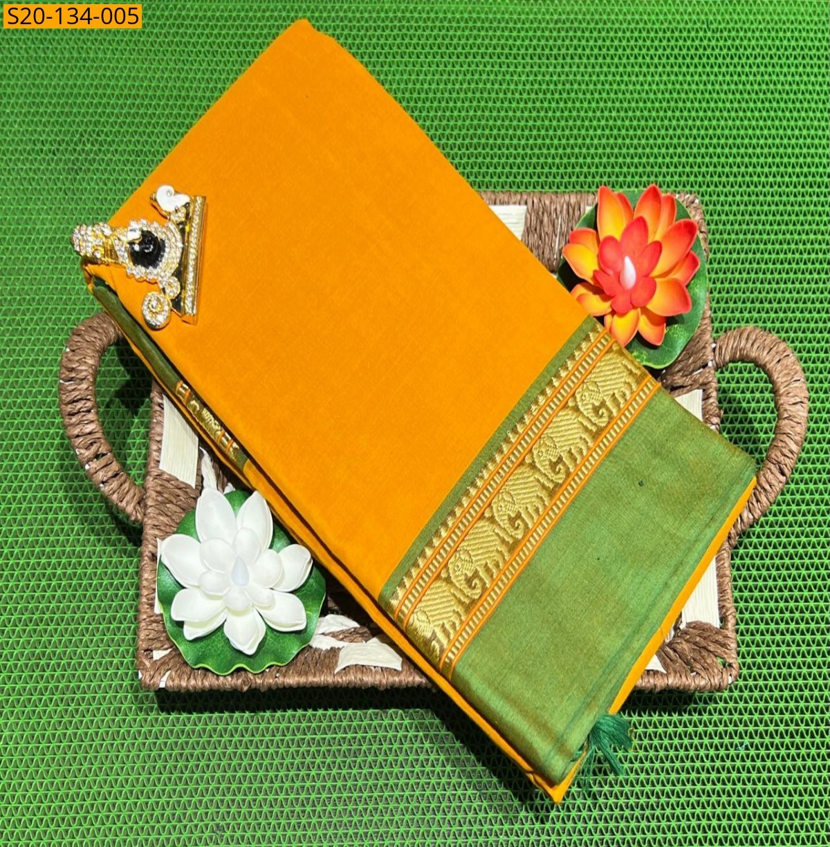 Yellow Narayanpet soft cotton saree 