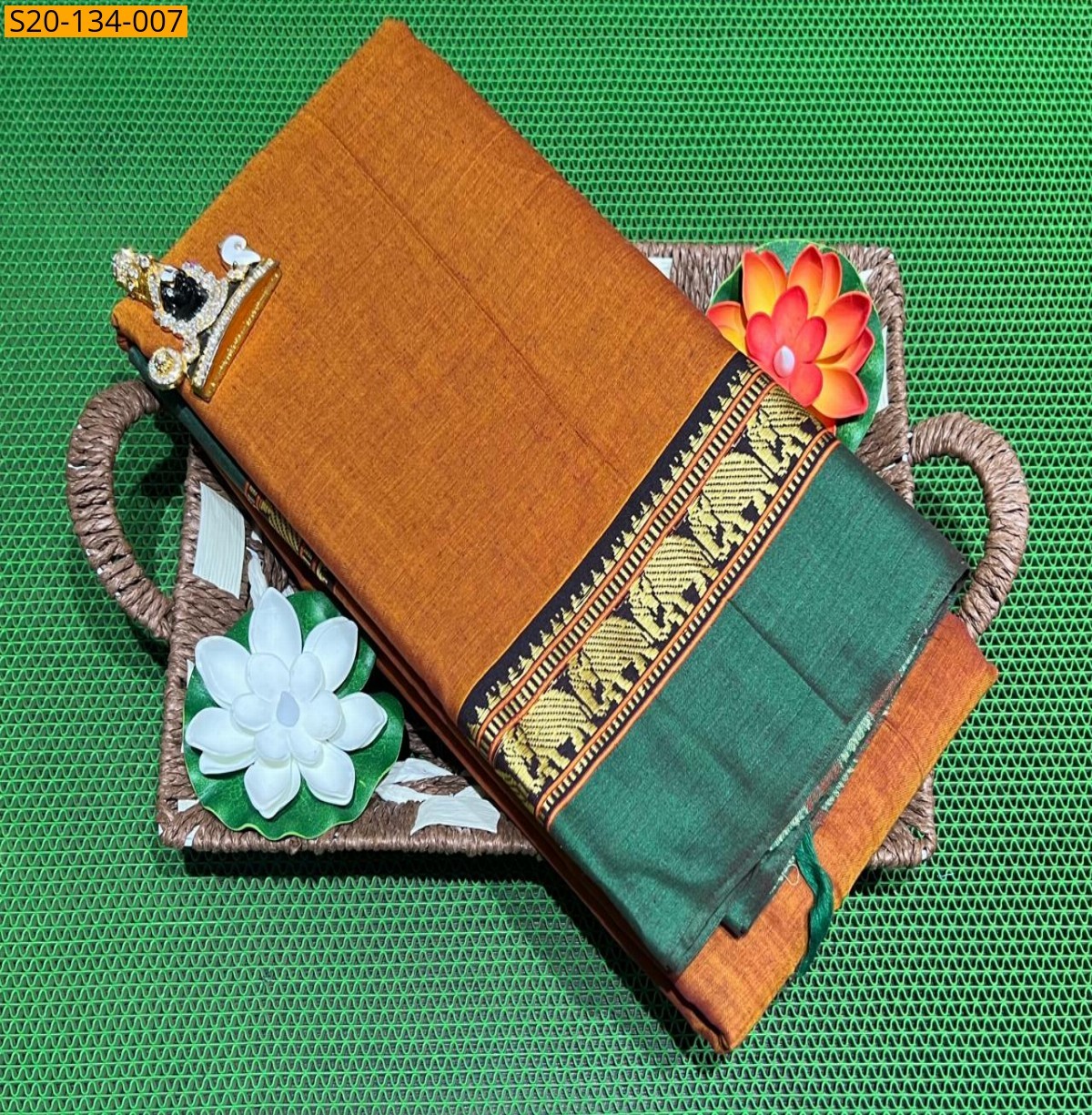 Brown Narayanpet soft cotton saree 