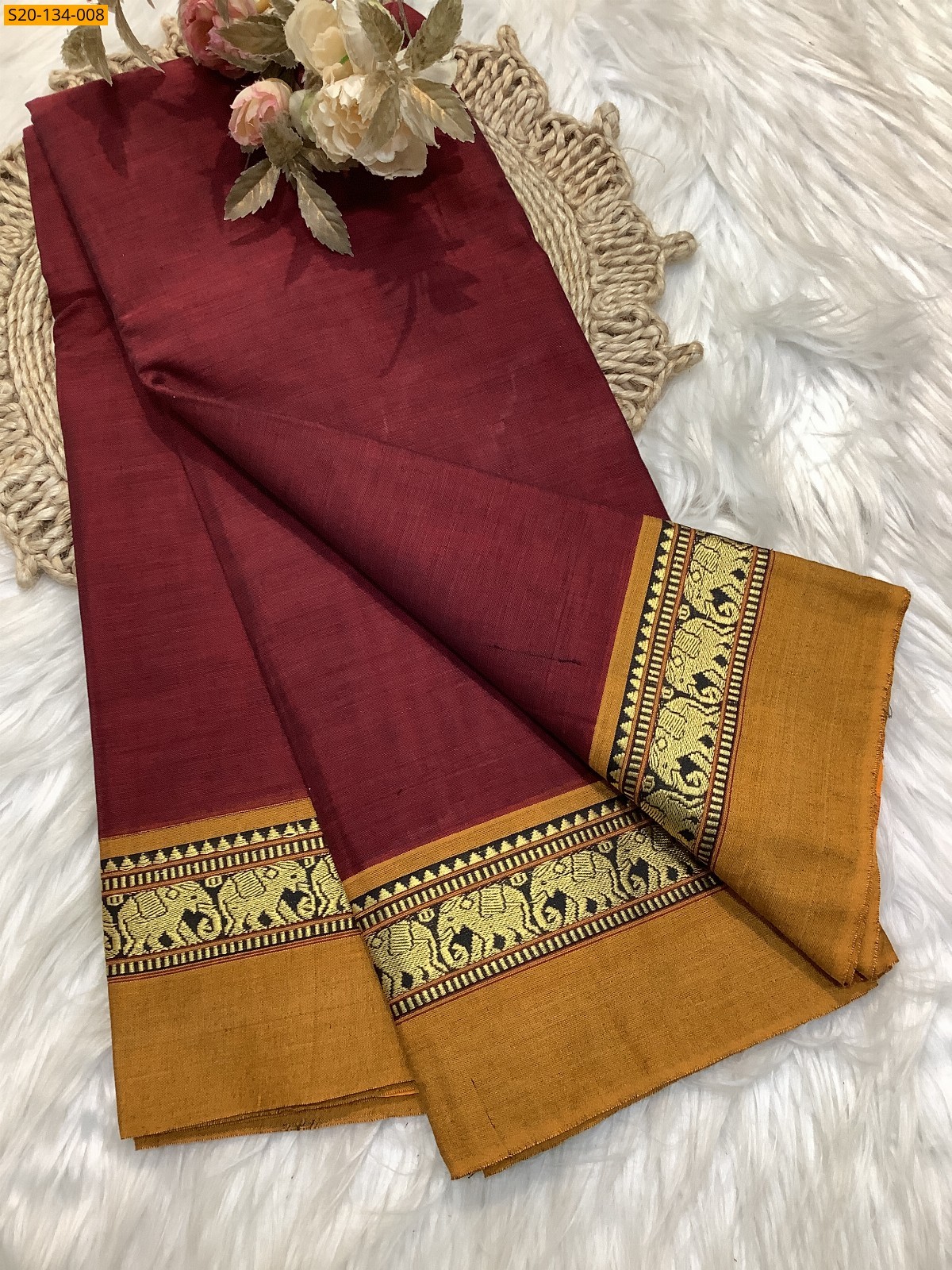 Maroon Narayanpet soft cotton sarees