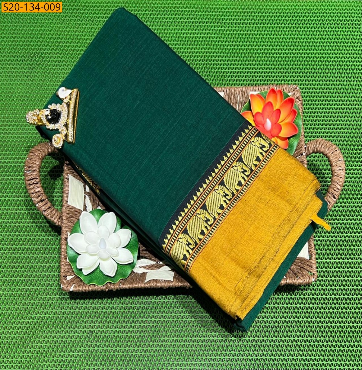 Green Narayanpet soft cotton saree 