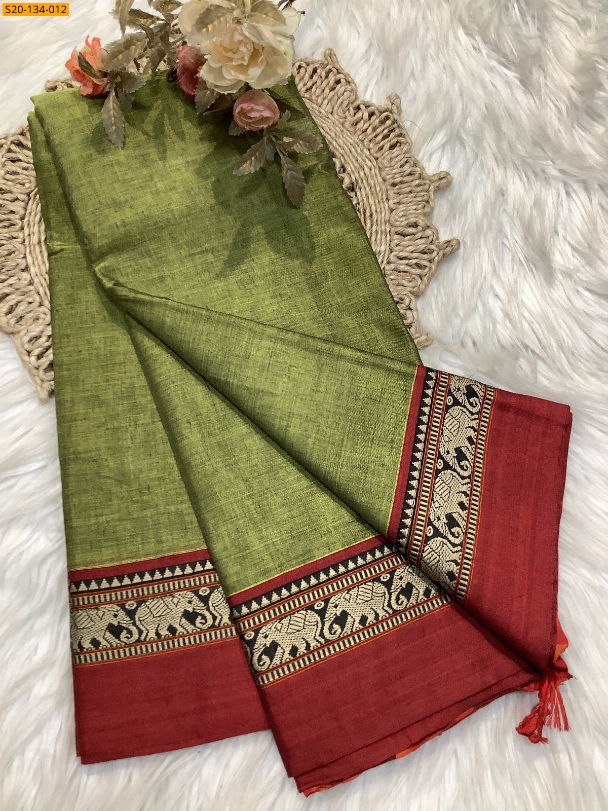 Green Narayanpet soft cotton sarees