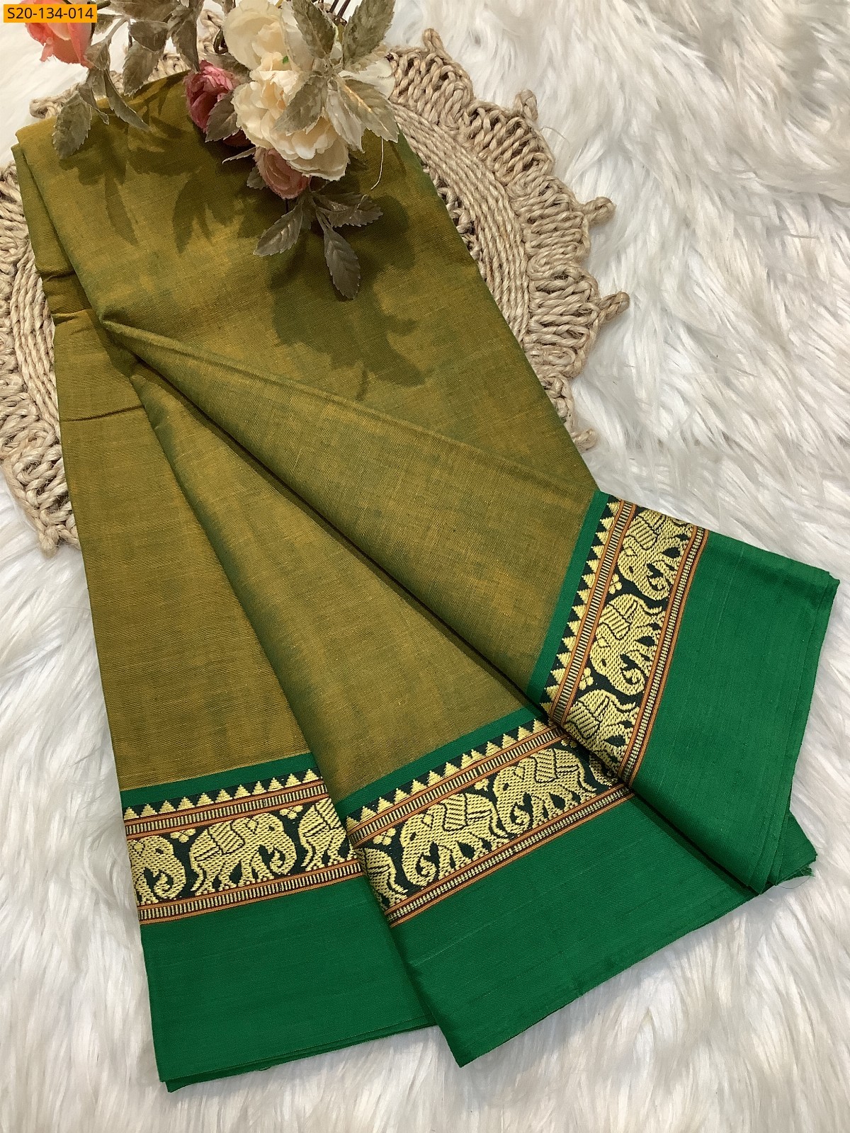 Green Narayanpet soft cotton sarees