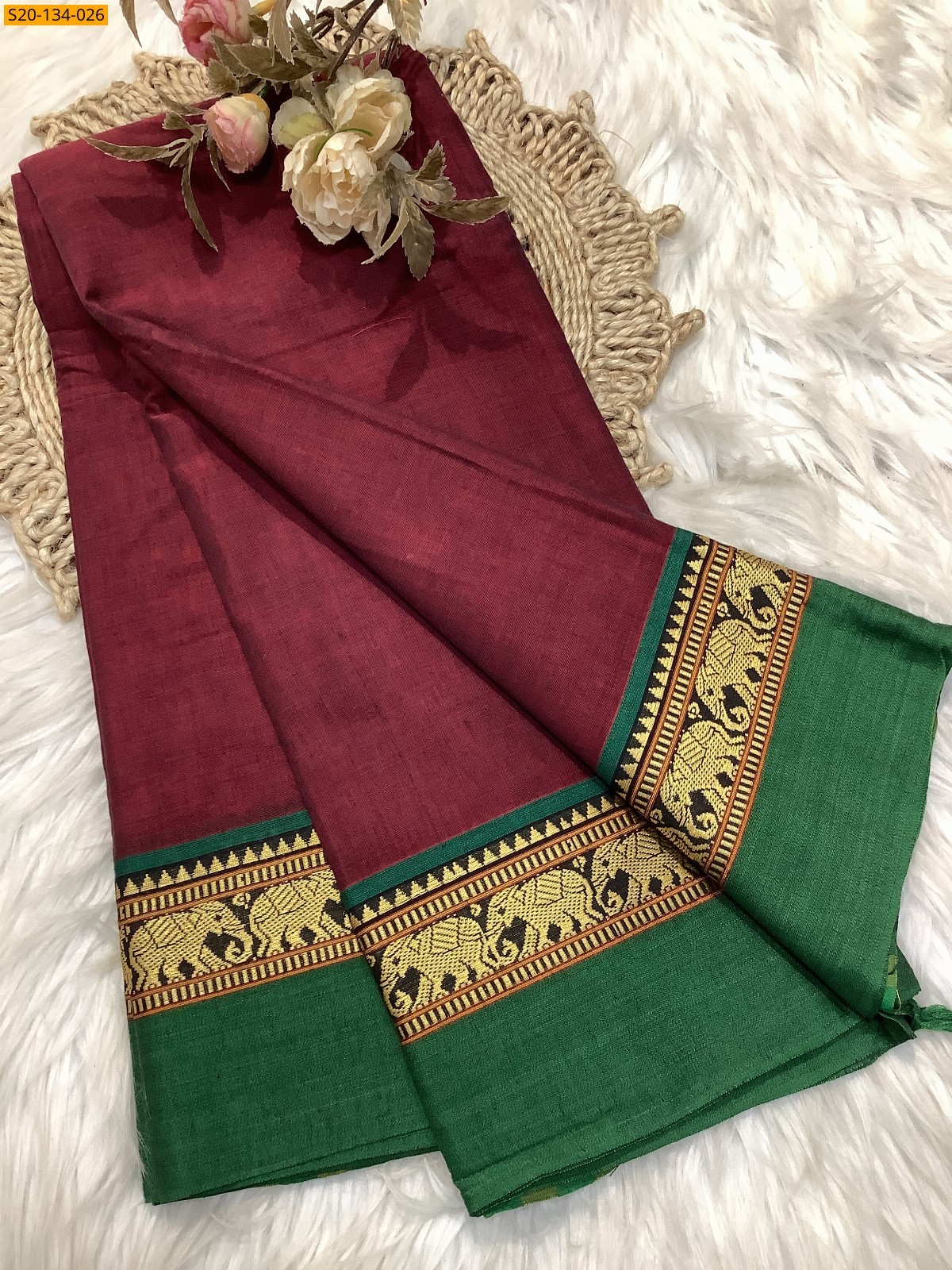 Maroon Narayanpet soft cotton sarees