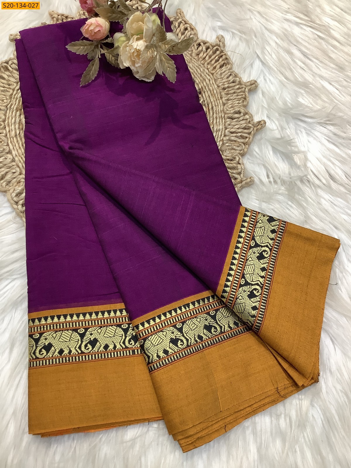 Purple Narayanpet soft cotton sarees