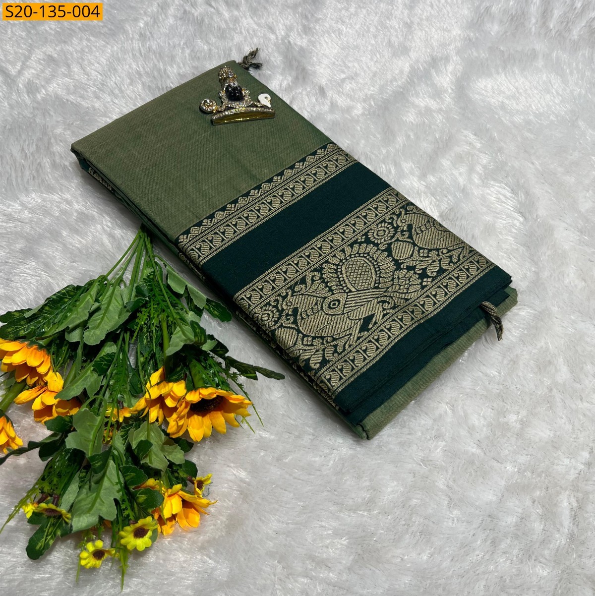 Green Narayanpet soft cotton saree 