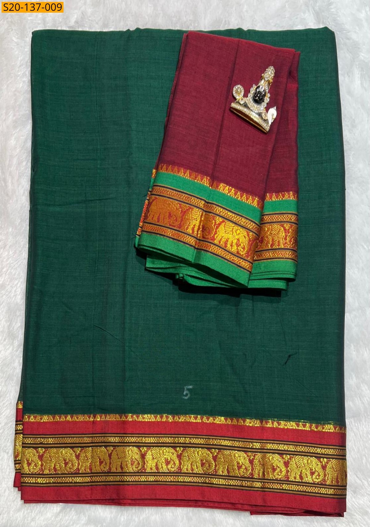 Green Handwoven narayanpet lehenga material 