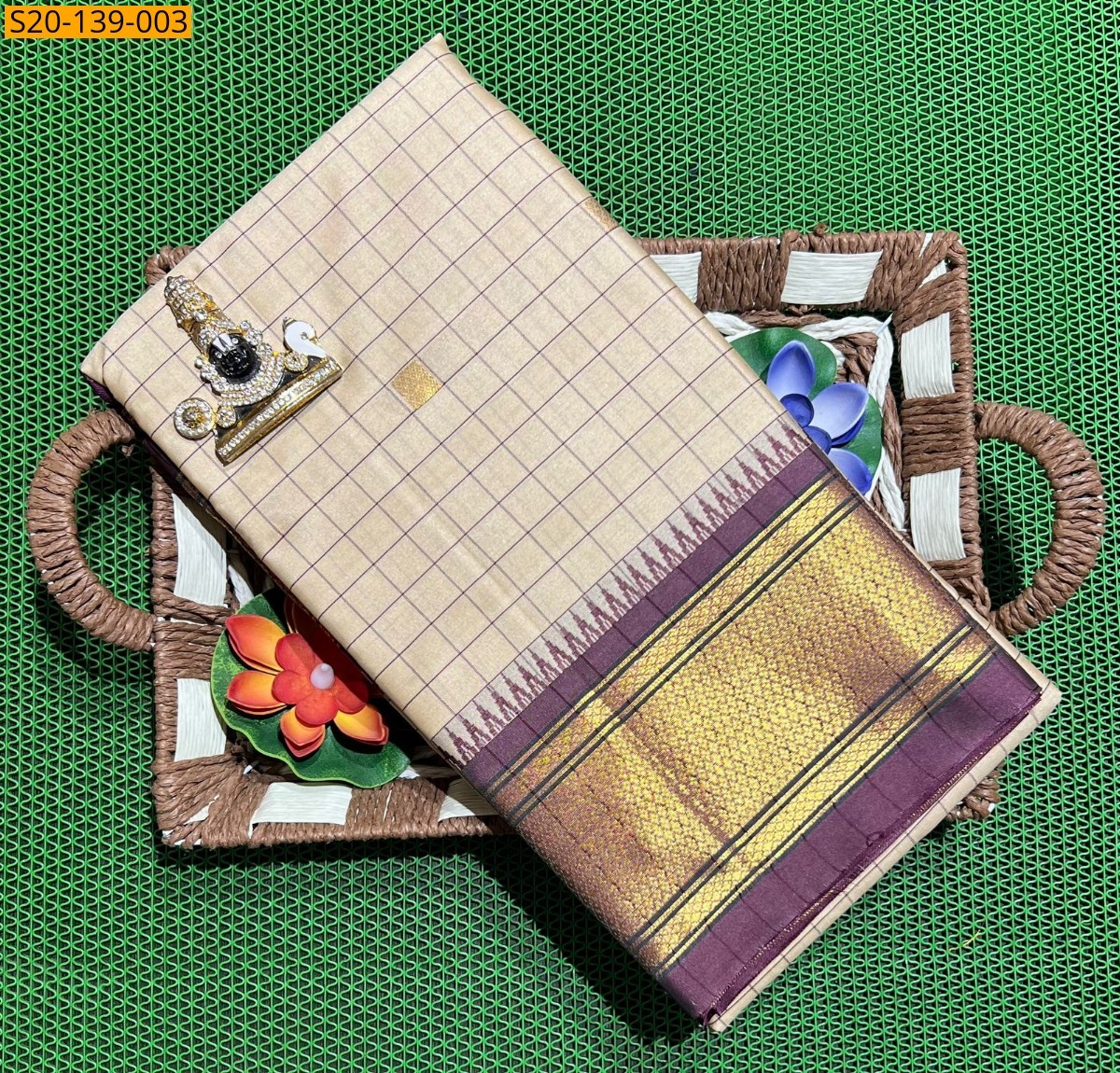 Sandal Traditional kovilpatti cotton saree