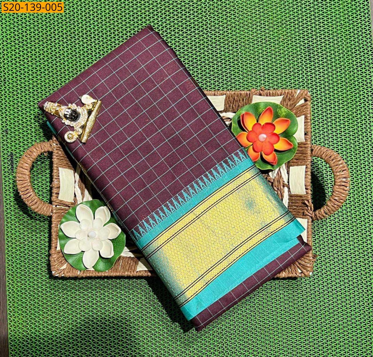 Maroon Traditional kovilpatti cotton saree