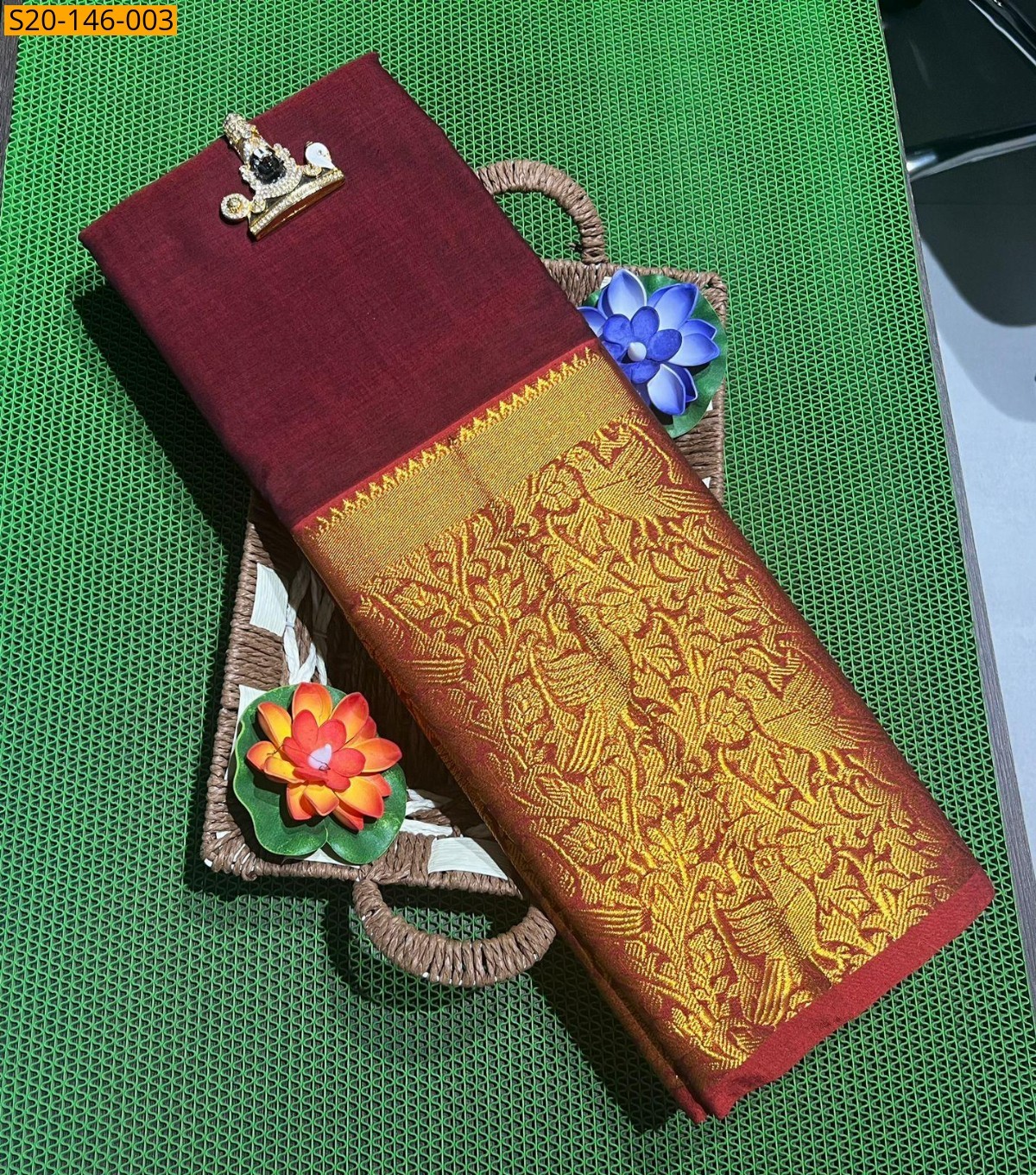 Maroon Traditional narayanpet  sarees