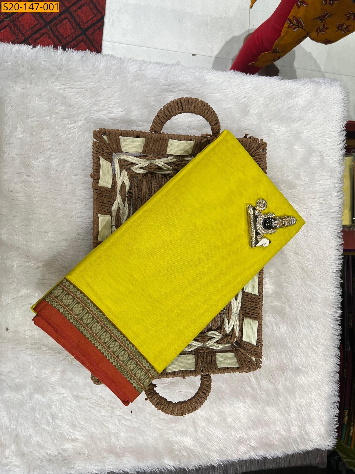 Yellow Traditional narayanpet drapes saree